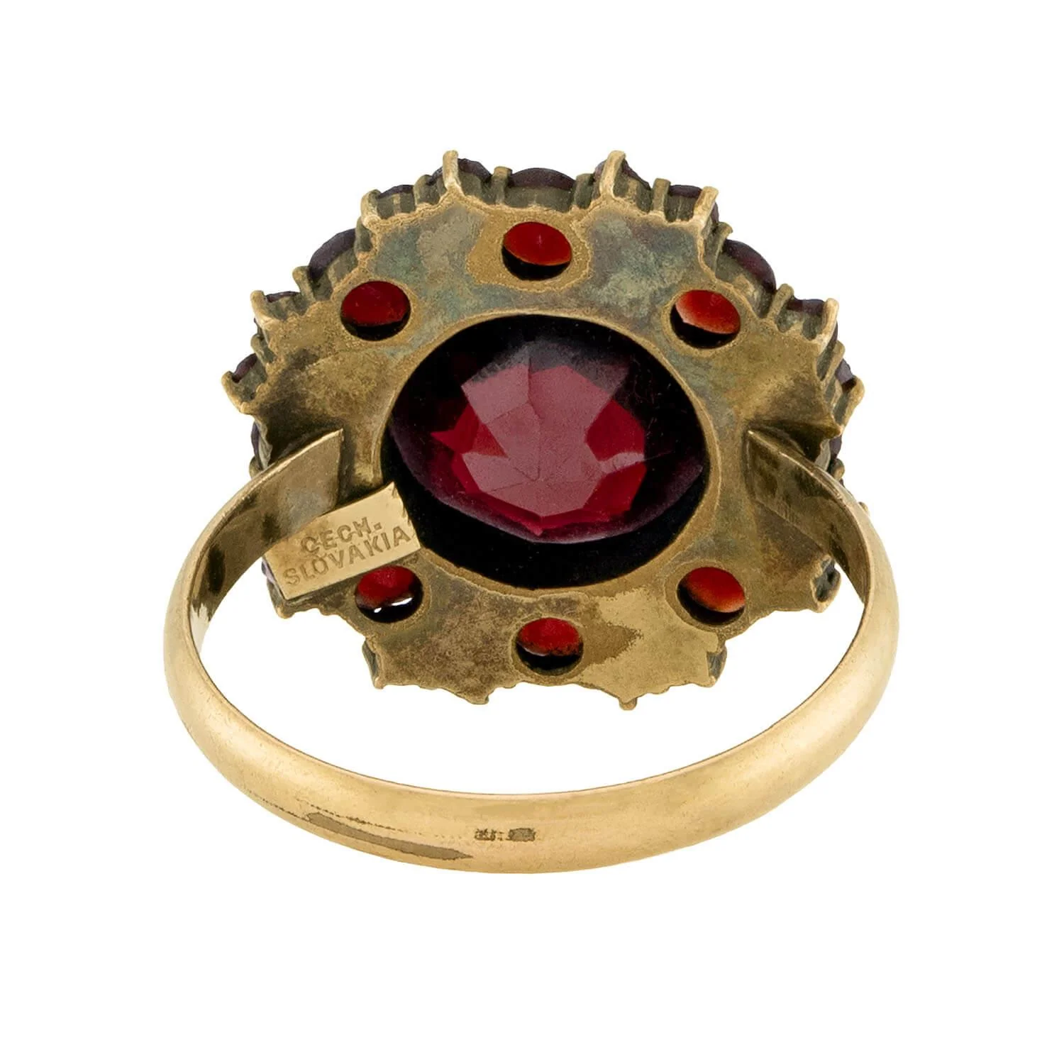 Art Deco Czechoslovakian 14k Garnet Cluster Ring - Image 5