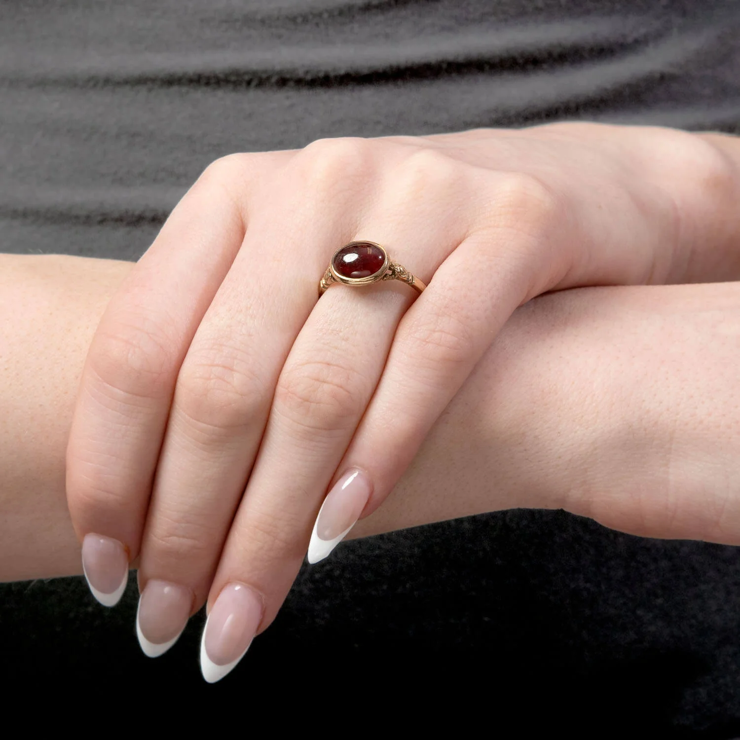 Art Deco English 9k Garnet Ring - Image 6