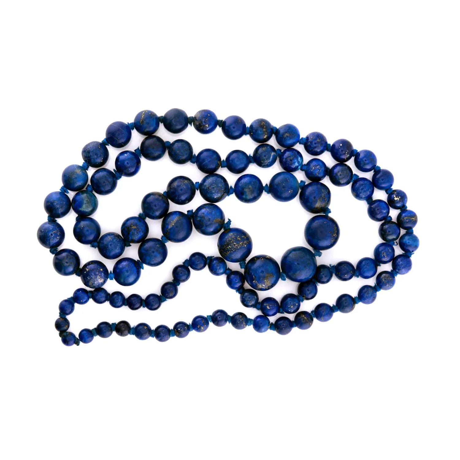 Art Deco Lapis Bead Necklace 36" - Image 3
