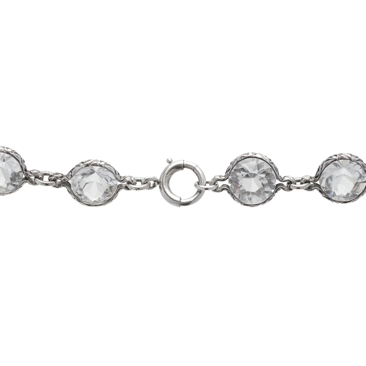Art Deco Long Silver + Rock Quartz Crystal Chain Necklace 62" - Image 6