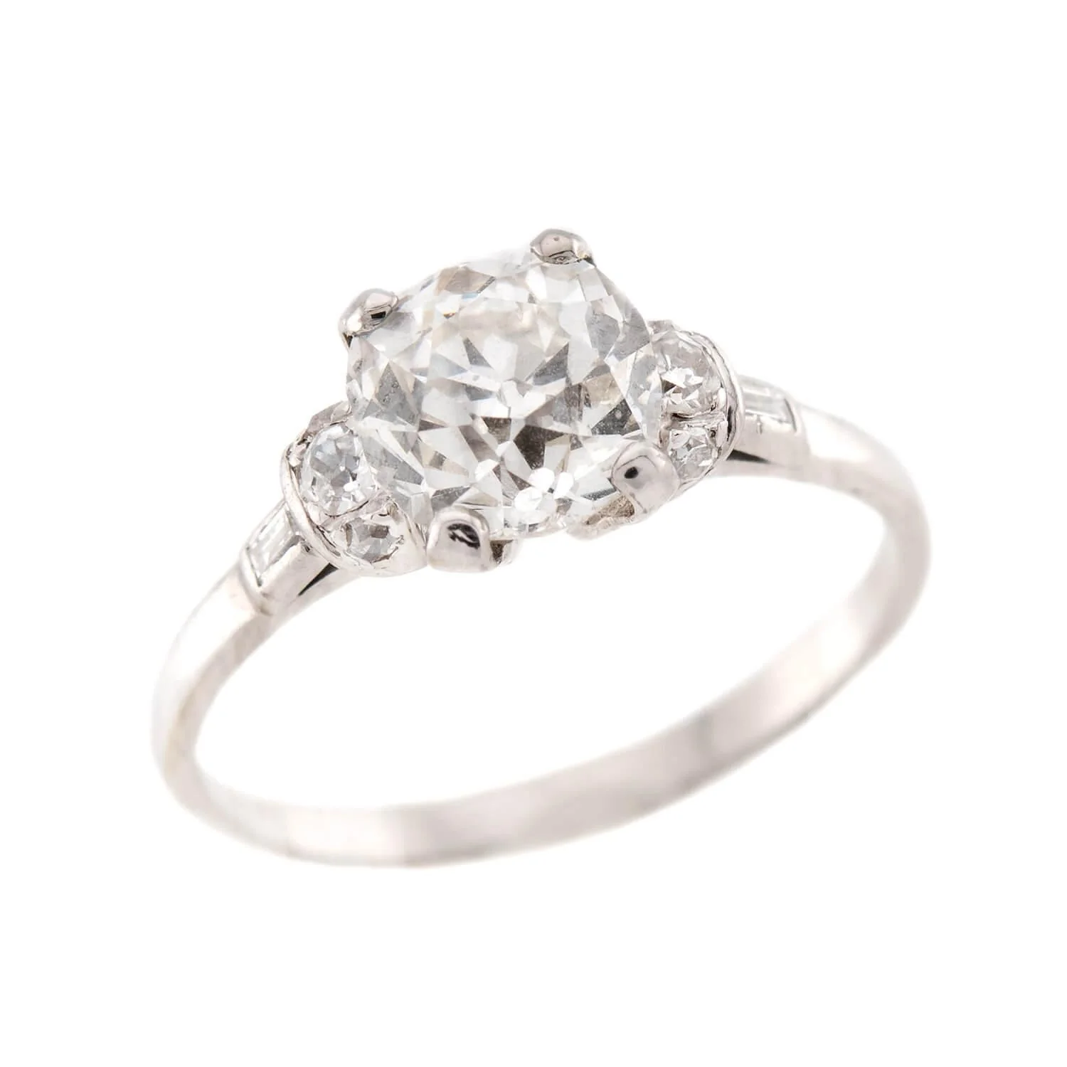 Art Deco Platinum Diamond Engagement Ring 1.61