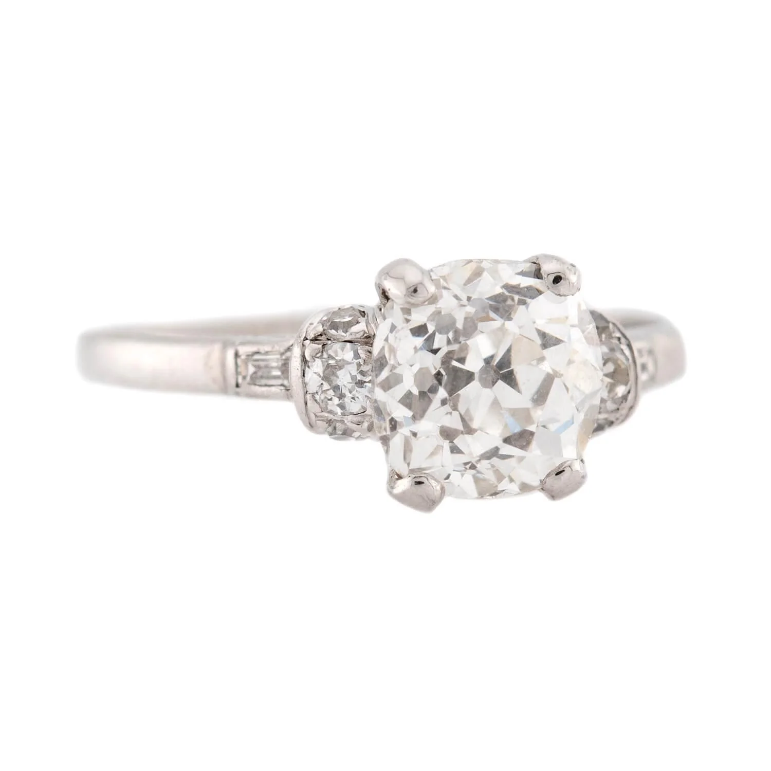 Art Deco Platinum Diamond Engagement Ring 1.61 - Image 2