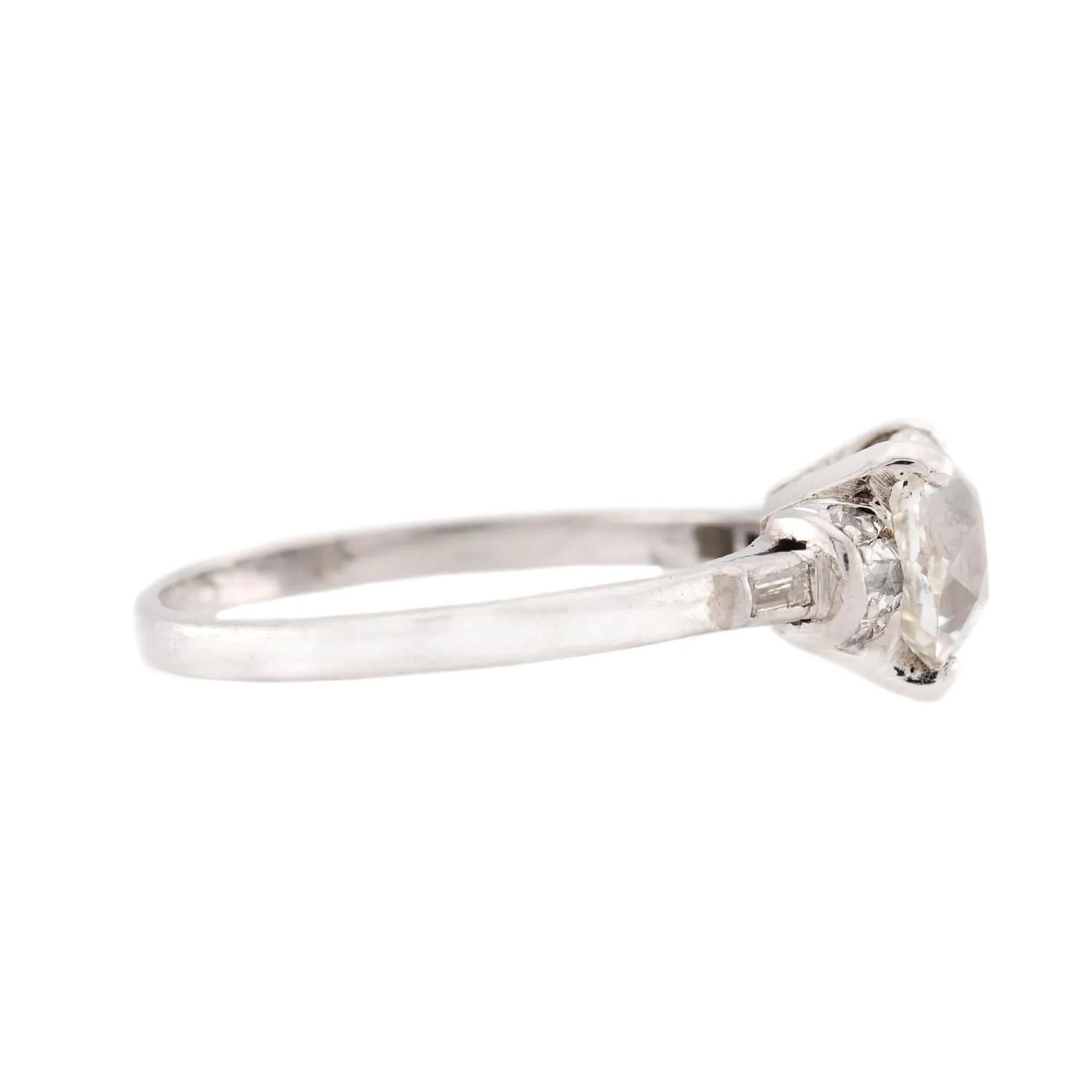 Art Deco Platinum Diamond Engagement Ring 1.61 - Image 3