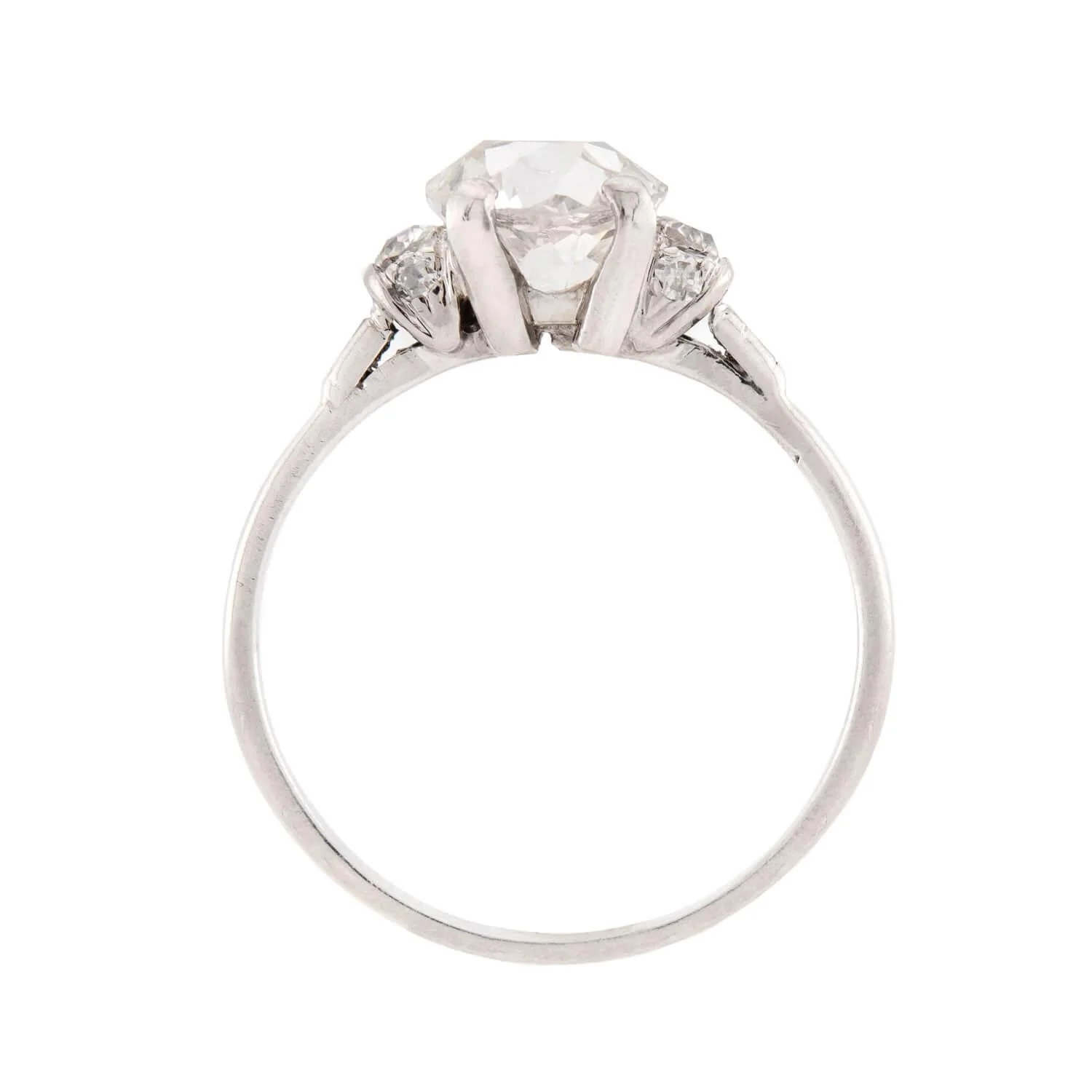 Art Deco Platinum Diamond Engagement Ring 1.61 - Image 4