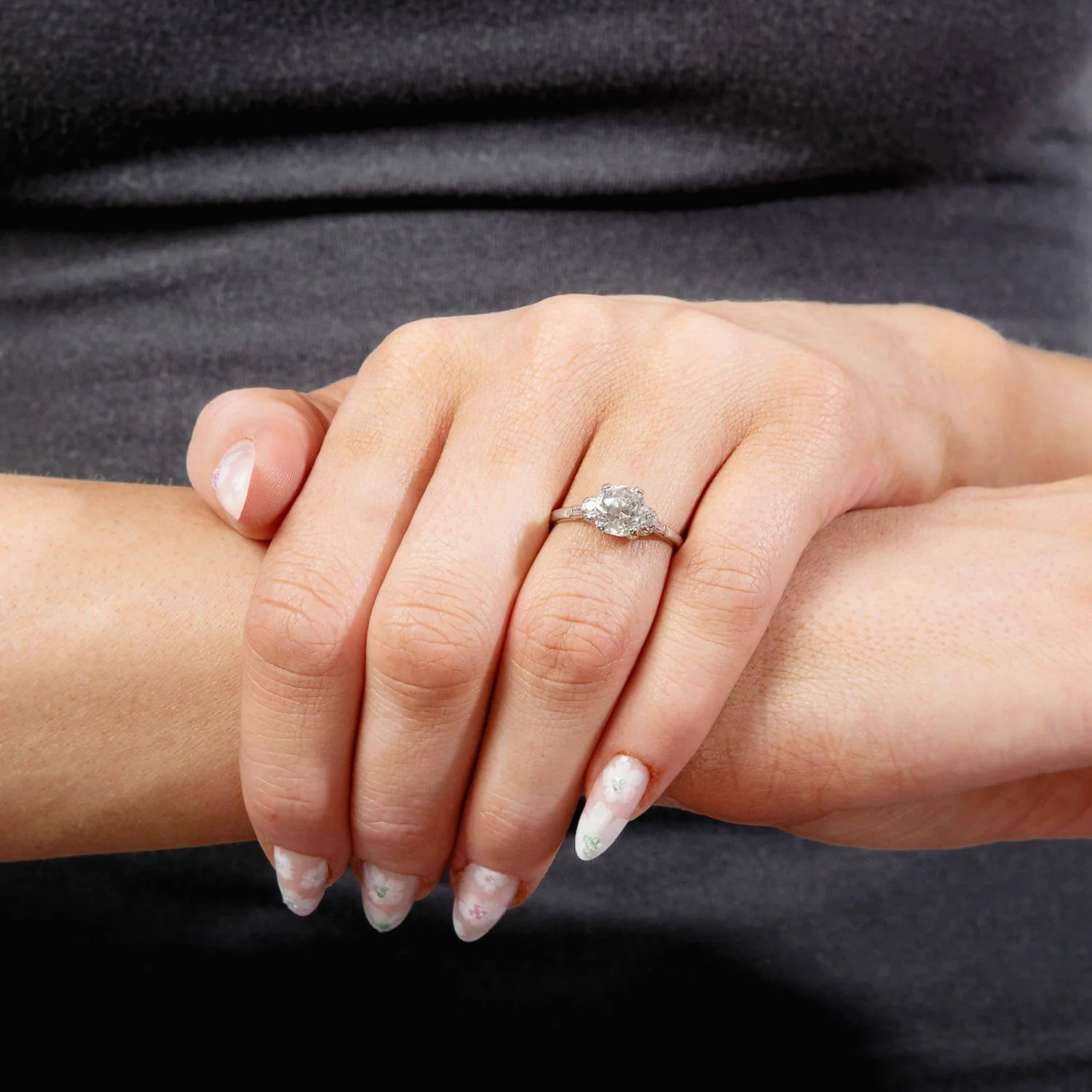 Art Deco Platinum Diamond Engagement Ring 1.61 - Image 7
