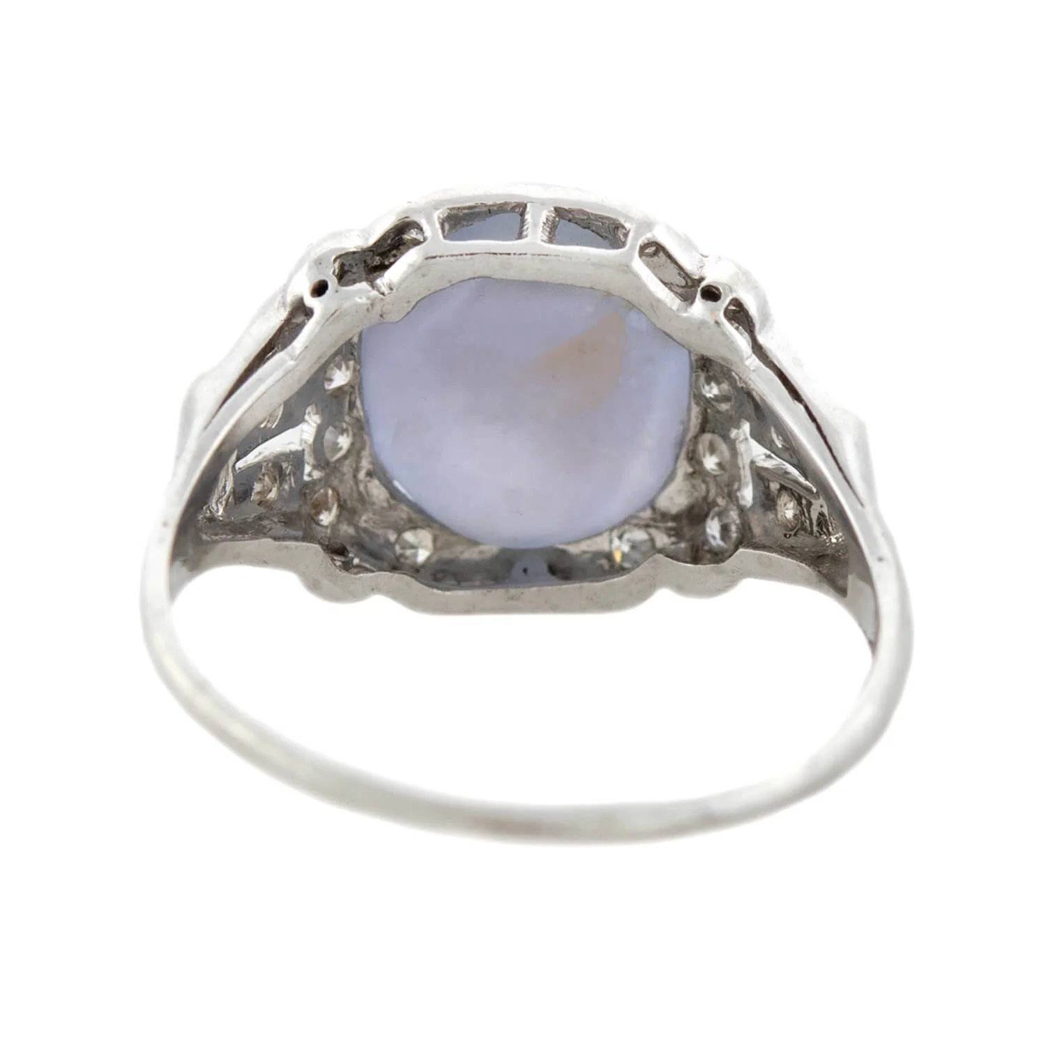 Art Deco Platinum 3.0ct Star Sapphire Cabochon + Diamond Ring - Image 5