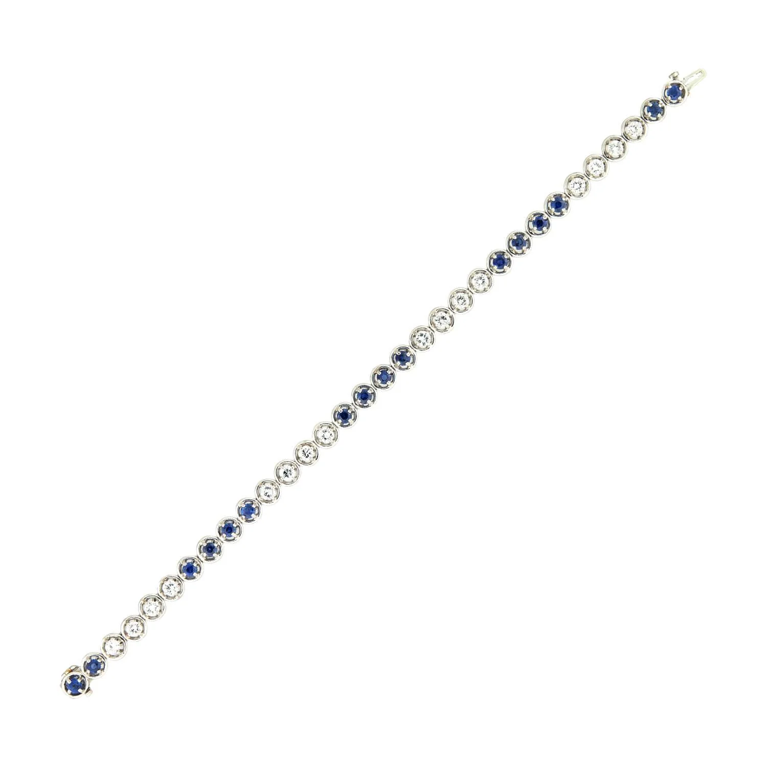 Art Deco Platinum Diamond and Sapphire Line Bracelet - Image 2