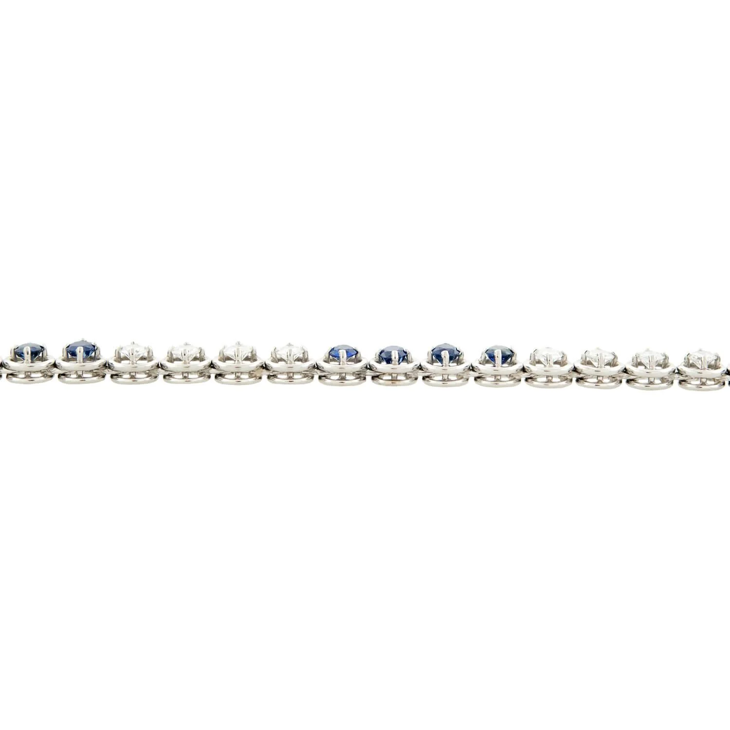 Art Deco Platinum Diamond and Sapphire Line Bracelet - Image 3