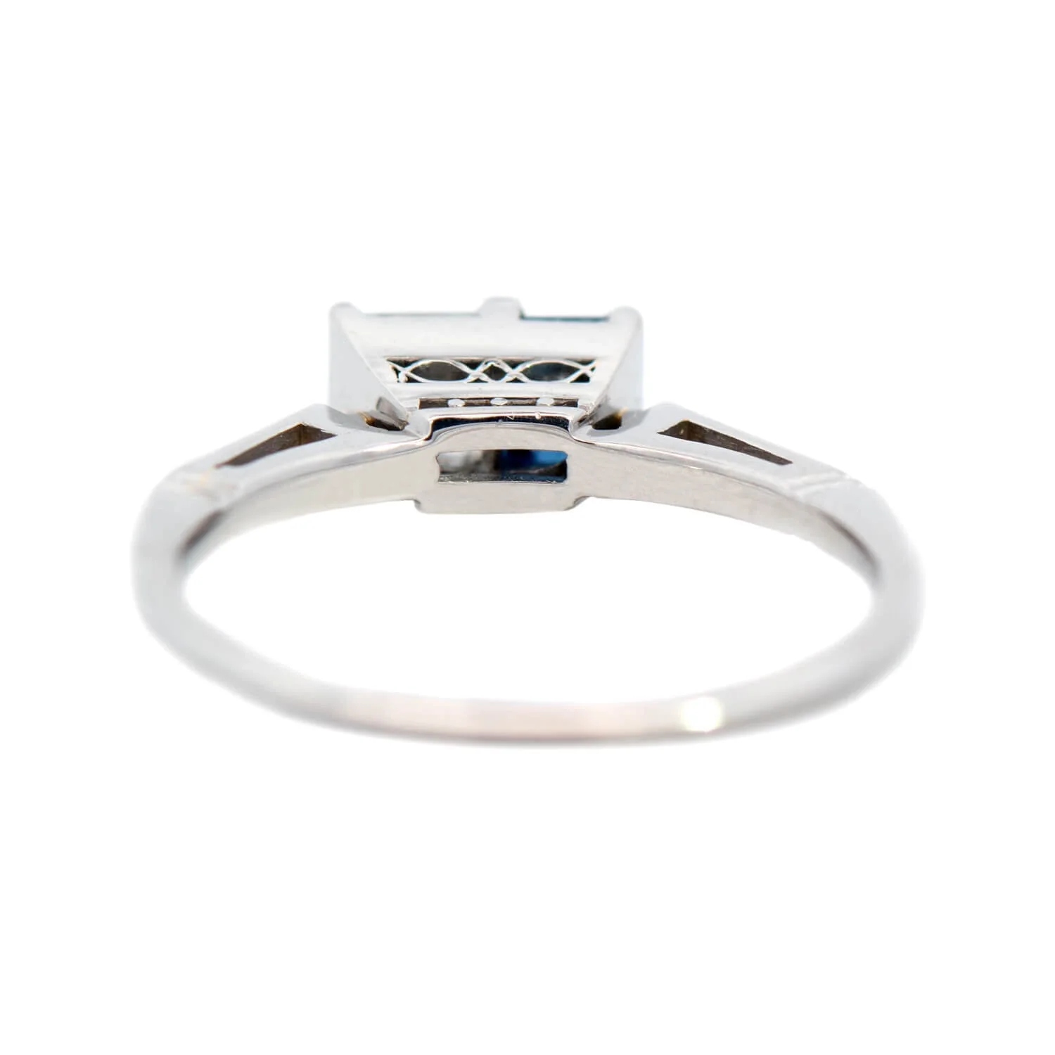 Art Deco Platinum Diamond and Sapphire Ring - Image 5