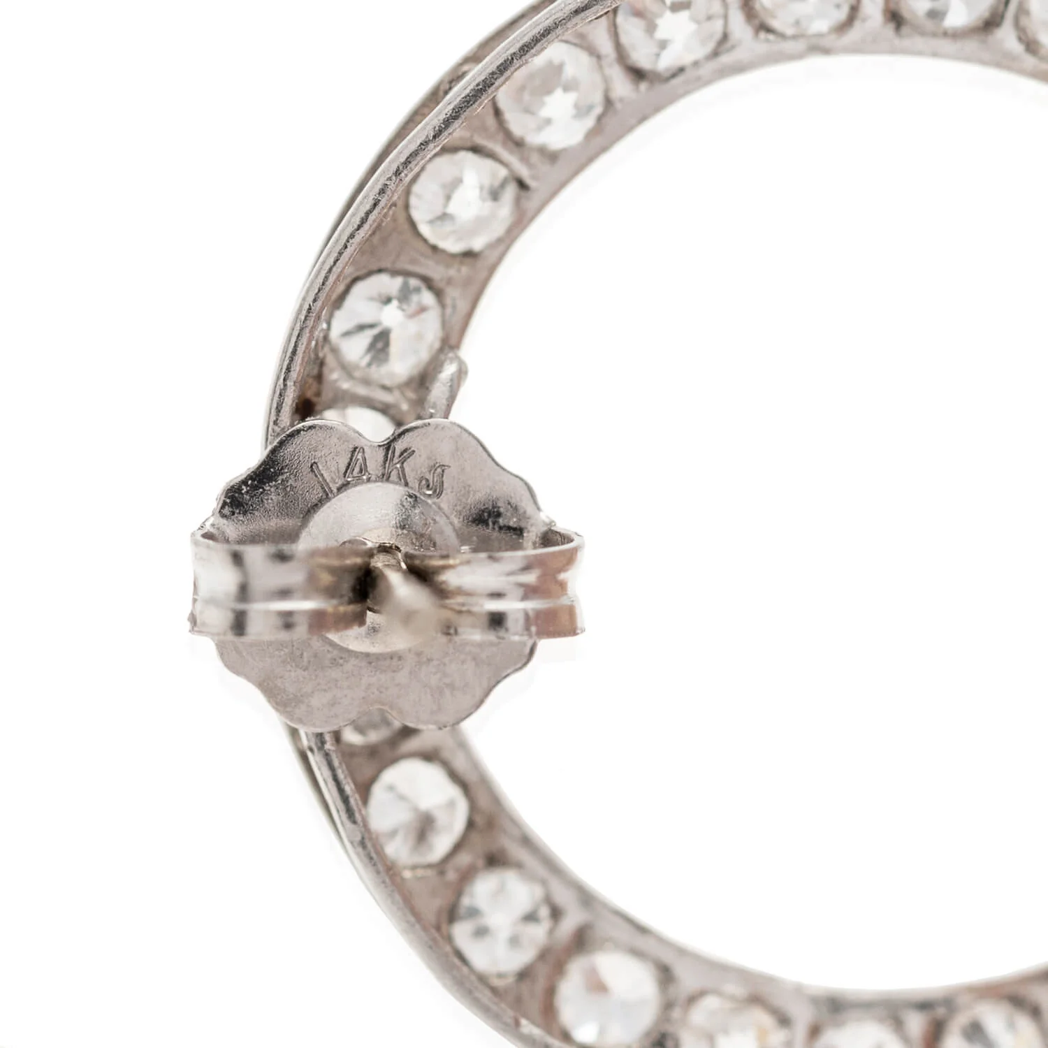 Art Deco Platinum + Diamond Circle Earrings 2ctw - Image 4