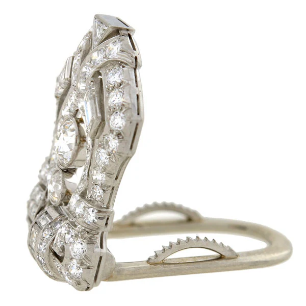 Art Deco Platinum Diamond Clip Pendant Necklace 2.30ctw - Image 5