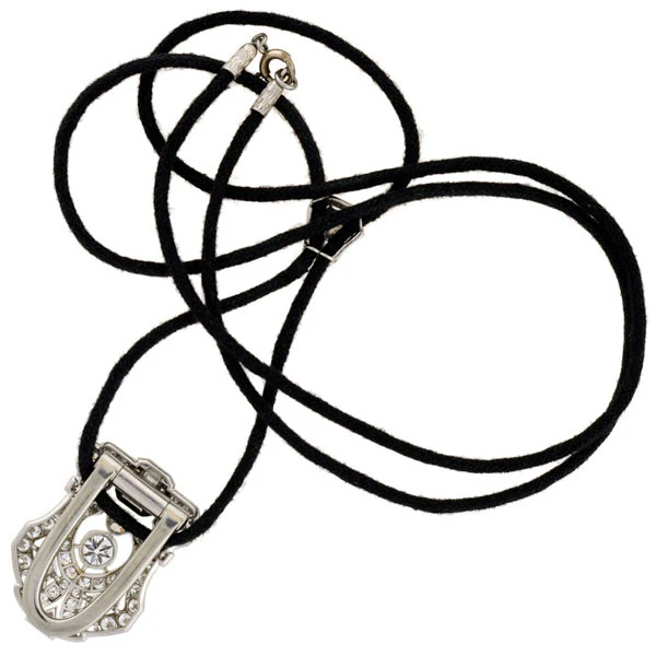 Art Deco Platinum Diamond Clip Pendant Necklace 2.30ctw - Image 6