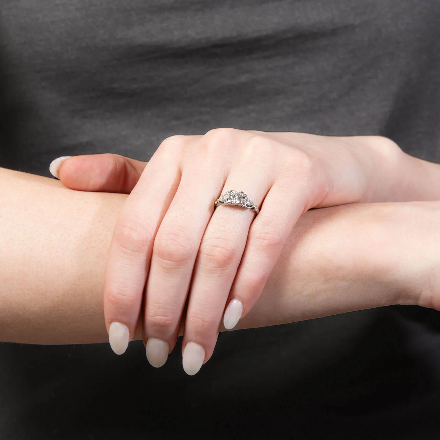 Art Deco Platinum Diamond Engagement Ring 0.70ct - Image 7