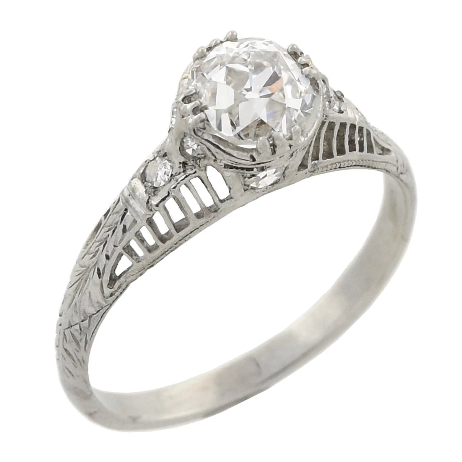 Art Deco Platinum Diamond Engagement Ring 0.82ct - Image 4
