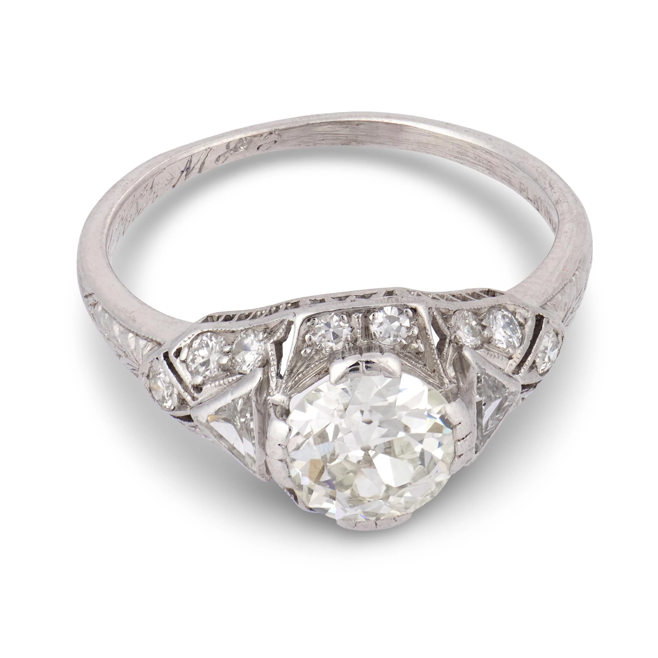 Art Deco Platinum Diamond Engagement Ring 1.05ct - Image 2