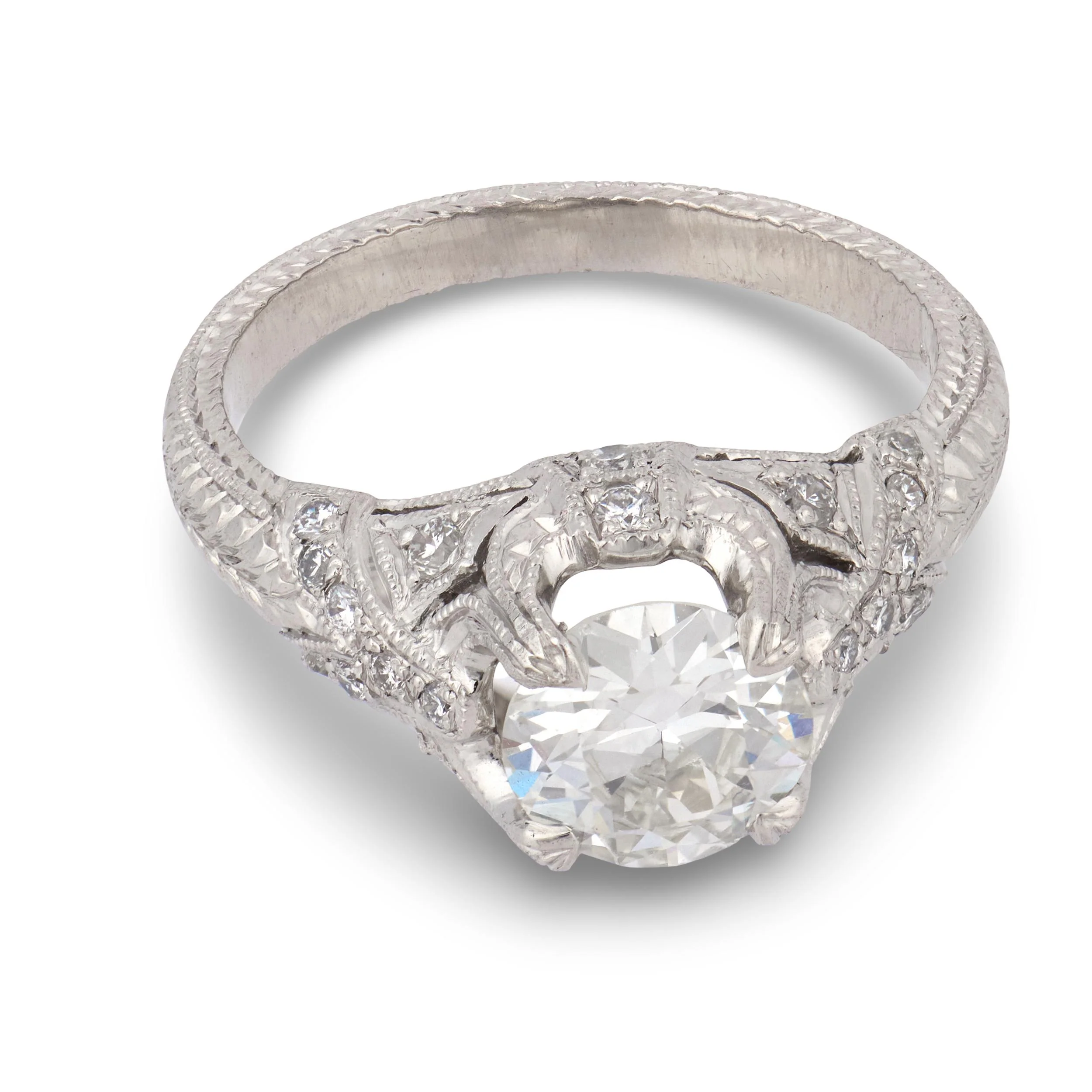 Art Deco Platinum Diamond Engagement Ring 1.25ct - Image 2