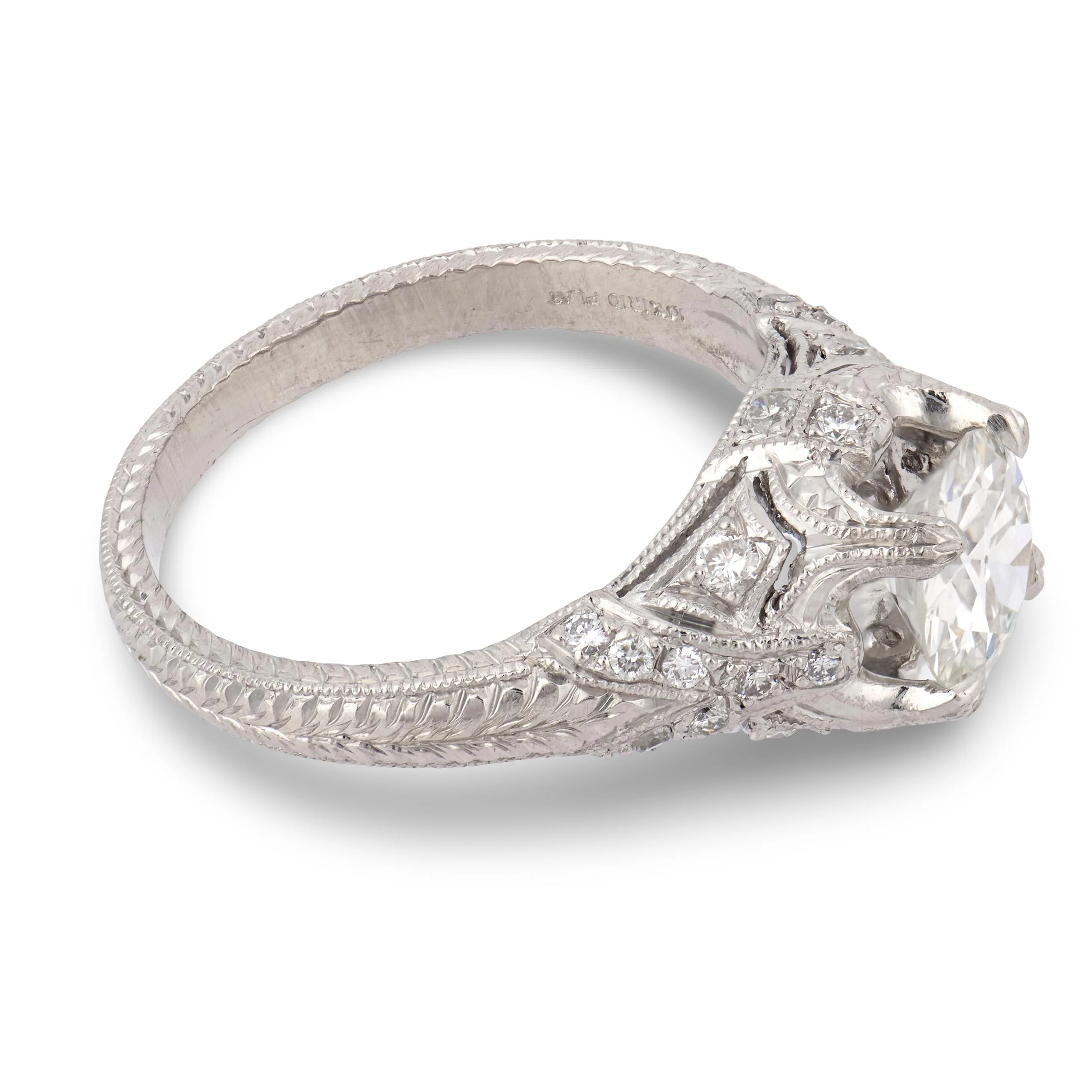 Art Deco Platinum Diamond Engagement Ring 1.25ct - Image 3