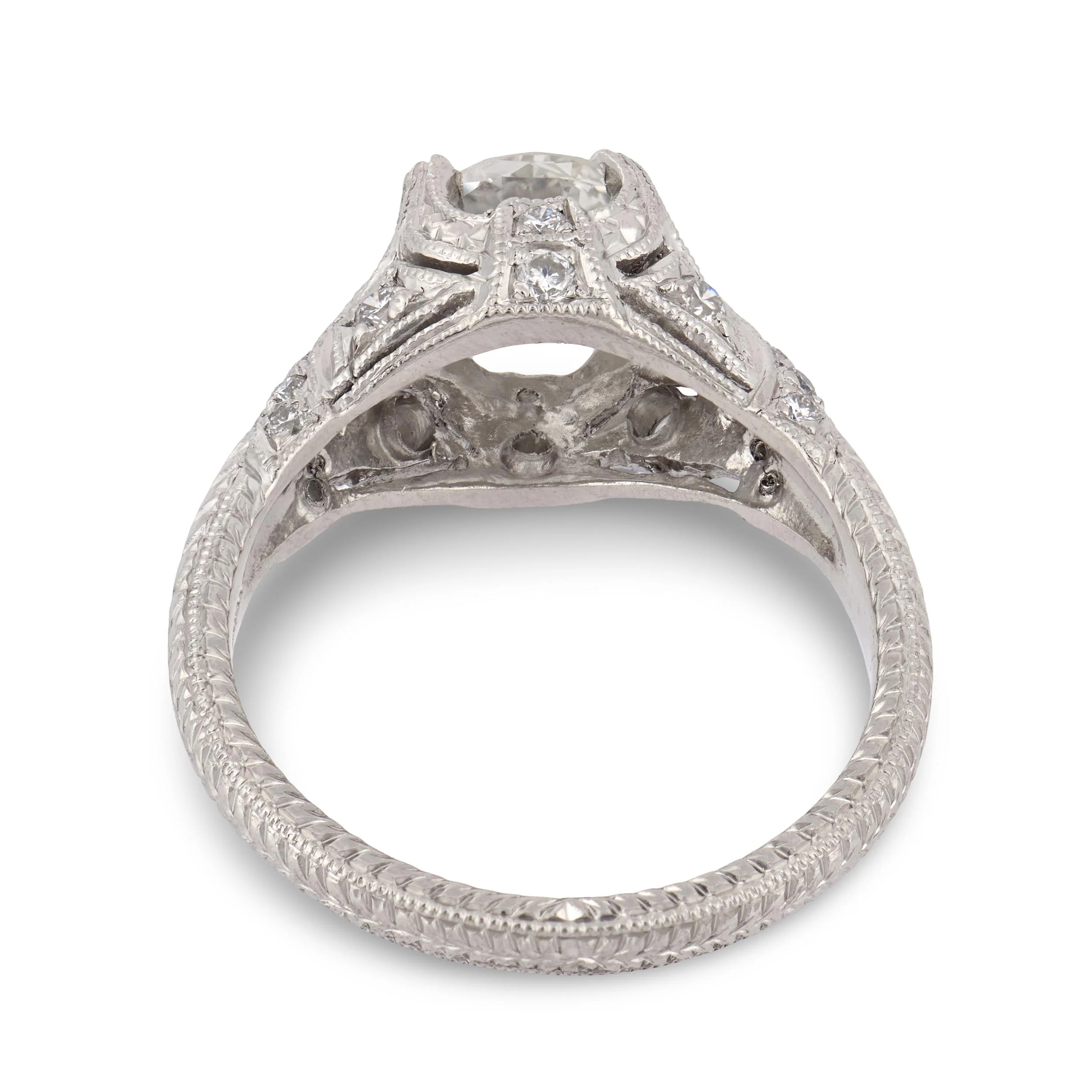 Art Deco Platinum Diamond Engagement Ring 1.25ct - Image 4