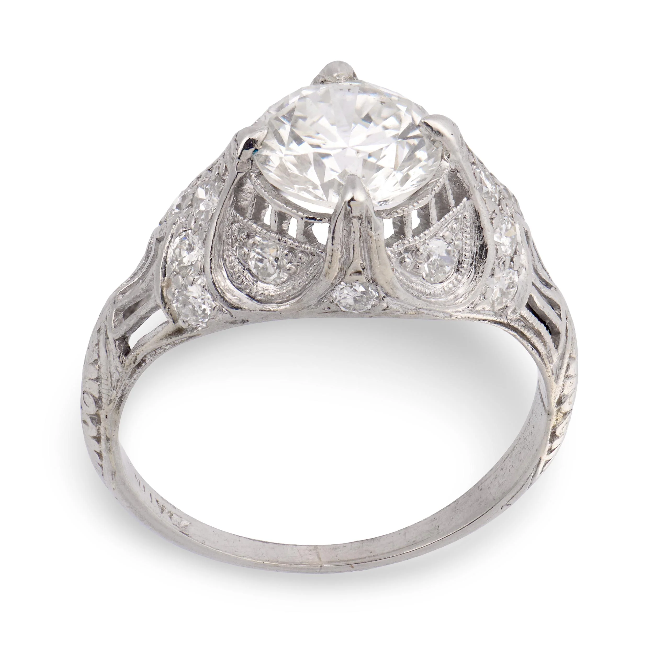 Art Deco Platinum Diamond Engagement Ring 1.26ct - Image 4