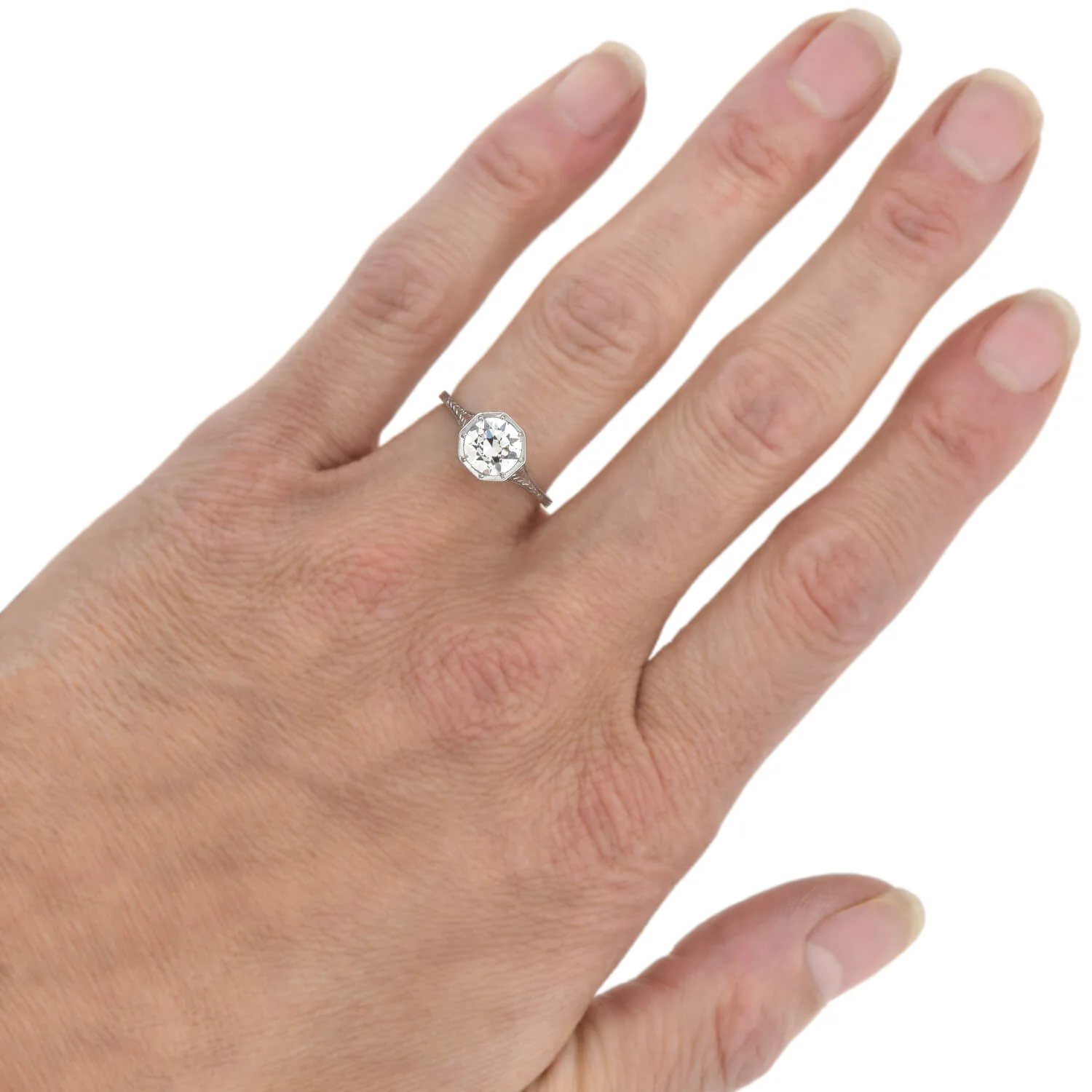 Art Deco Platinum Diamond Engagement Ring 1.35ct - Image 5