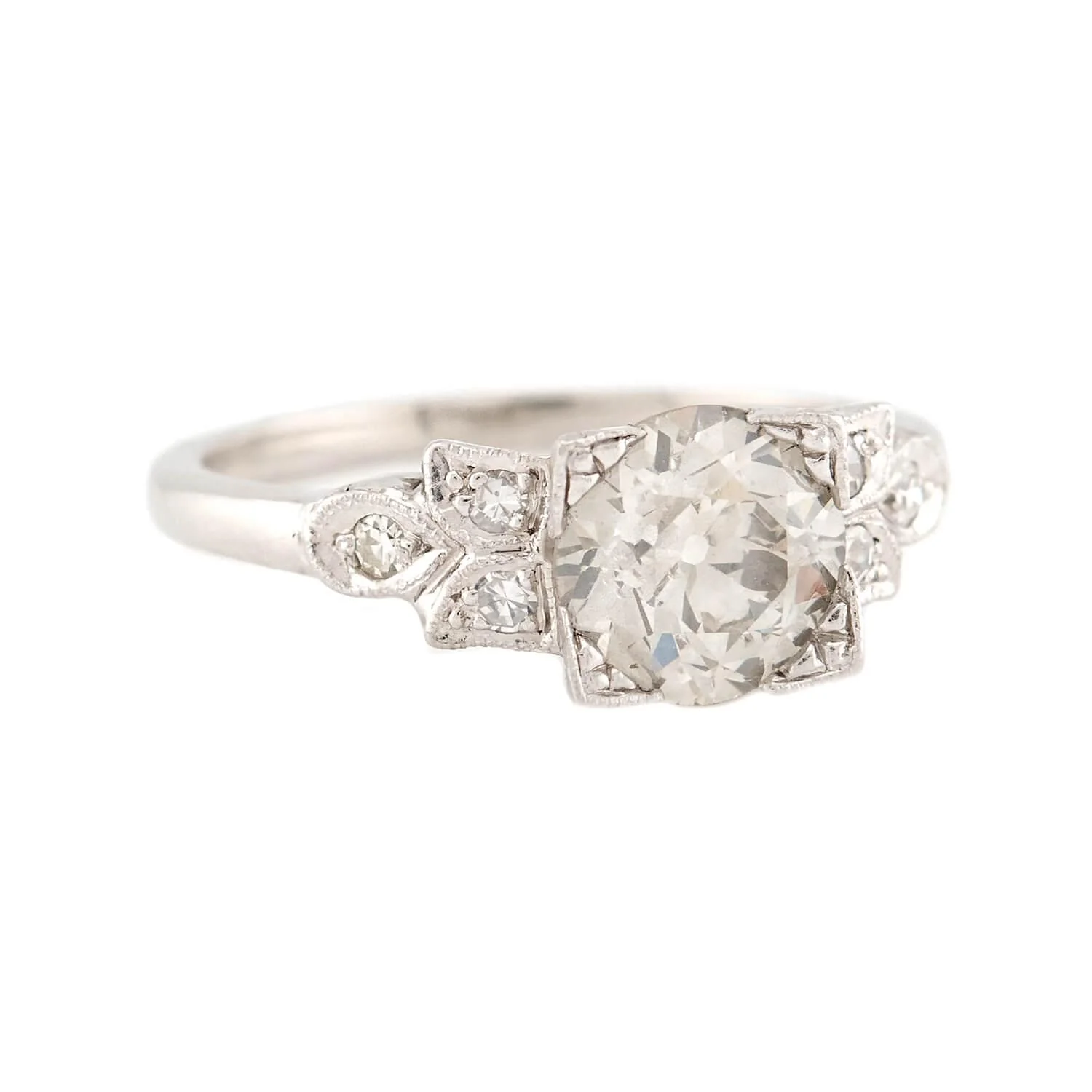 Art Deco Platinum Diamond Engagement Ring 1.45ct - Image 2
