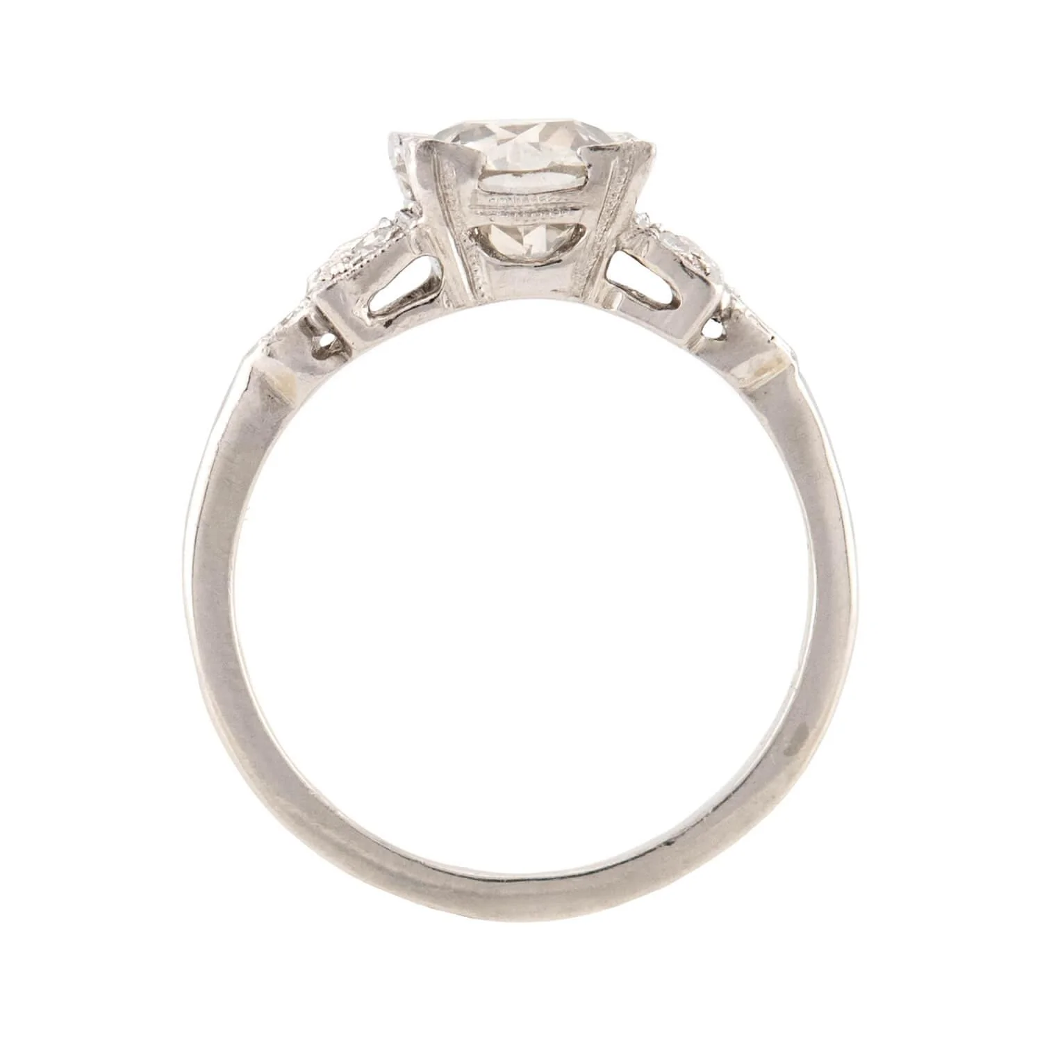 Art Deco Platinum Diamond Engagement Ring 1.45ct - Image 4