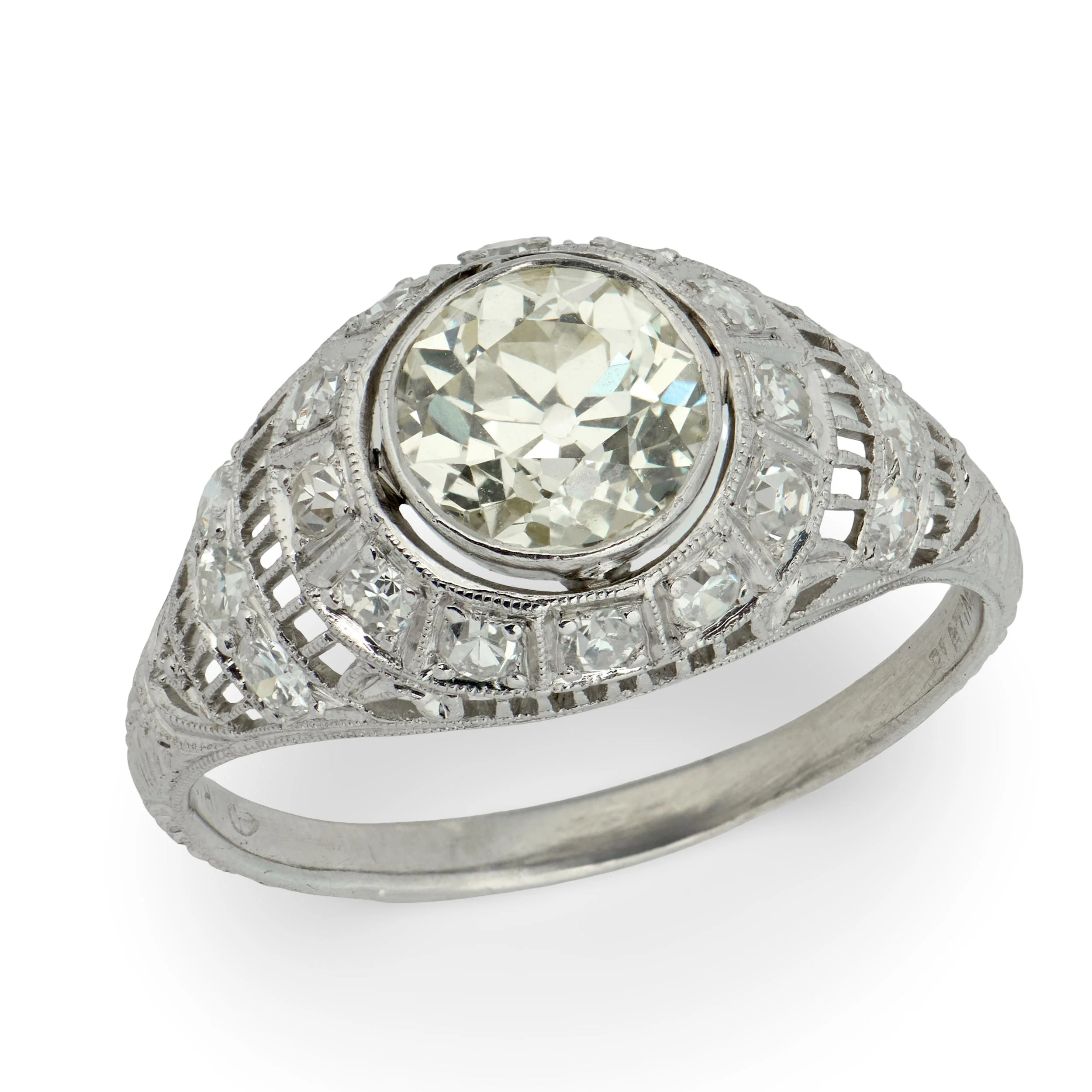 Art Deco Platinum Diamond Engagement Ring 1.57ct