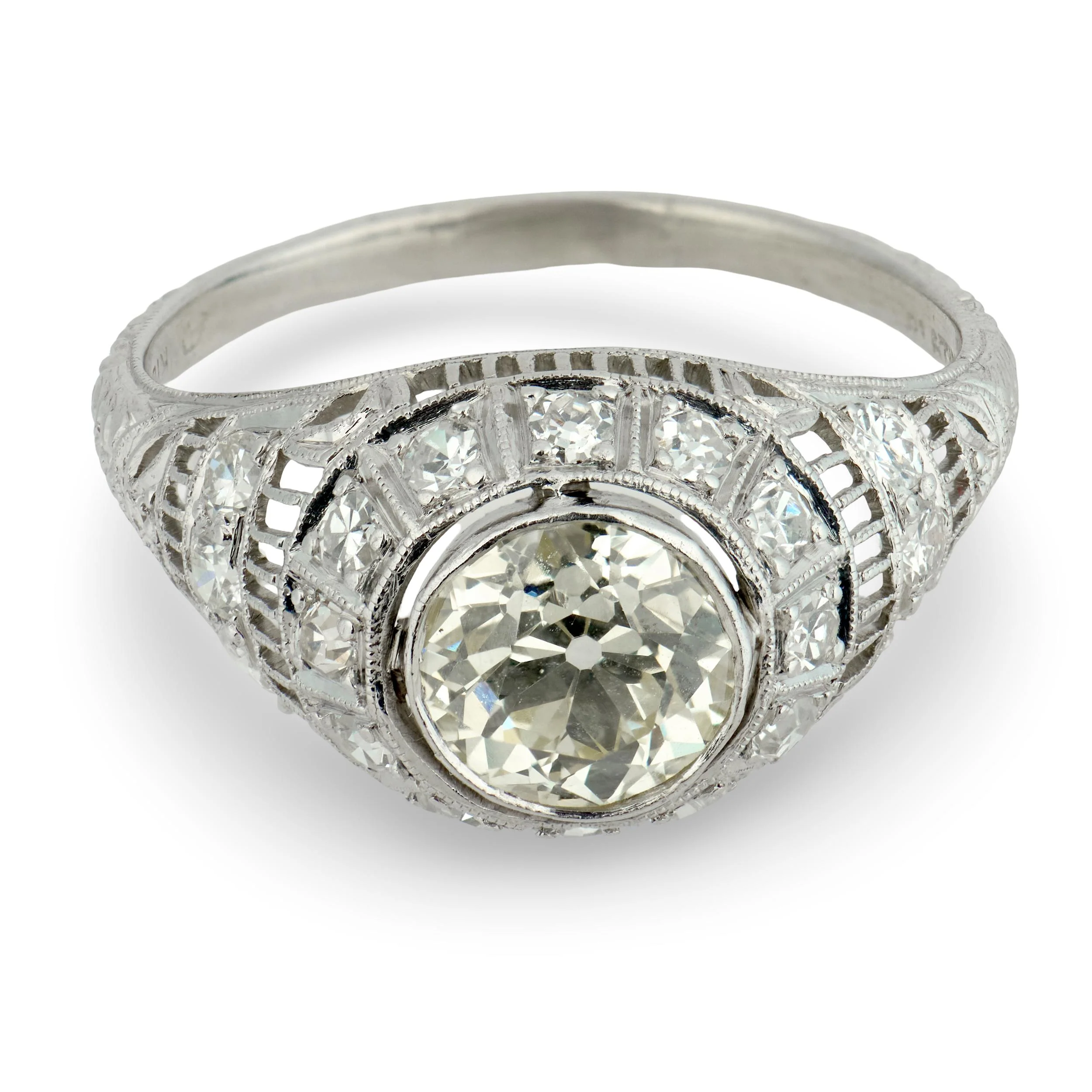Art Deco Platinum Diamond Engagement Ring 1.57ct - Image 2