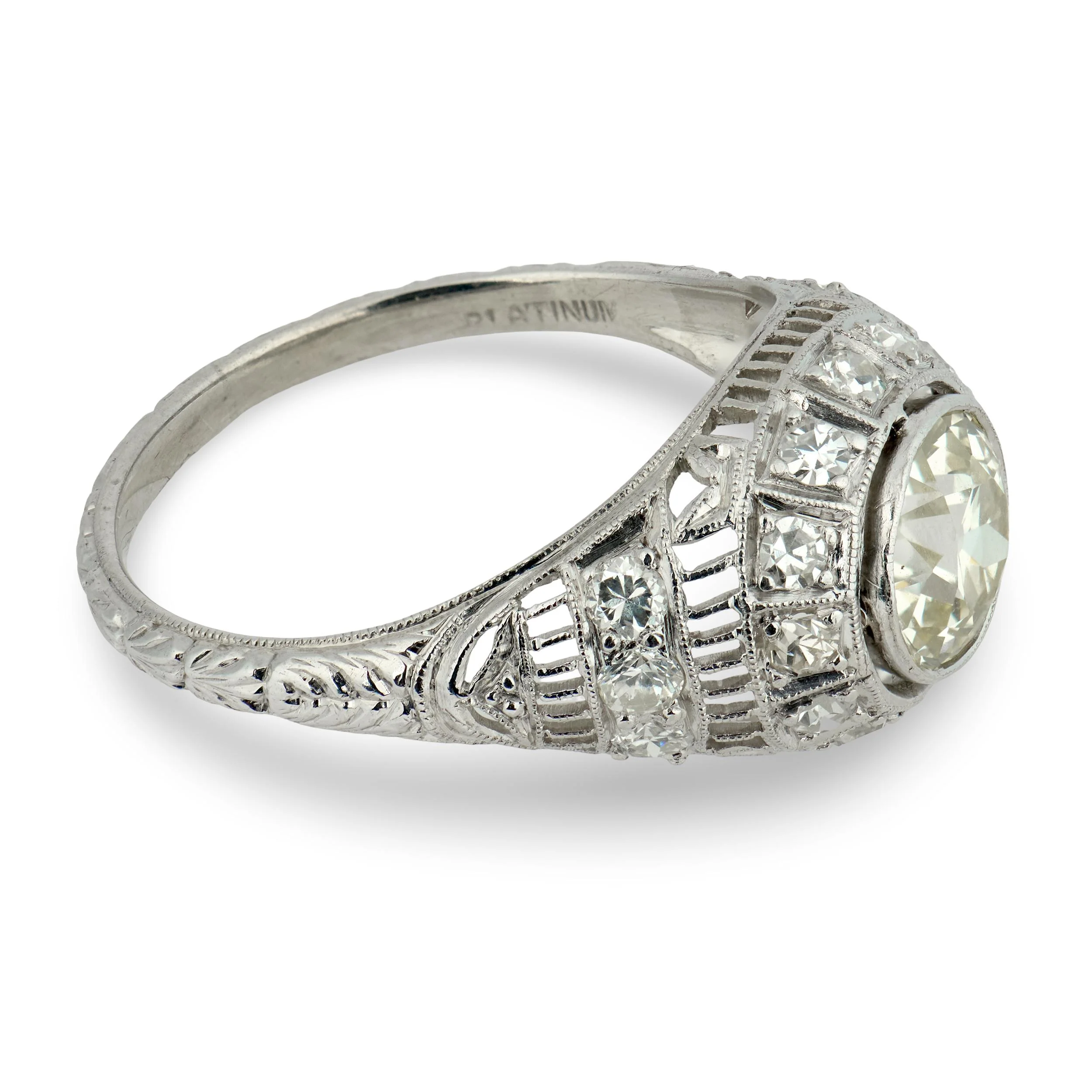 Art Deco Platinum Diamond Engagement Ring 1.57ct - Image 3