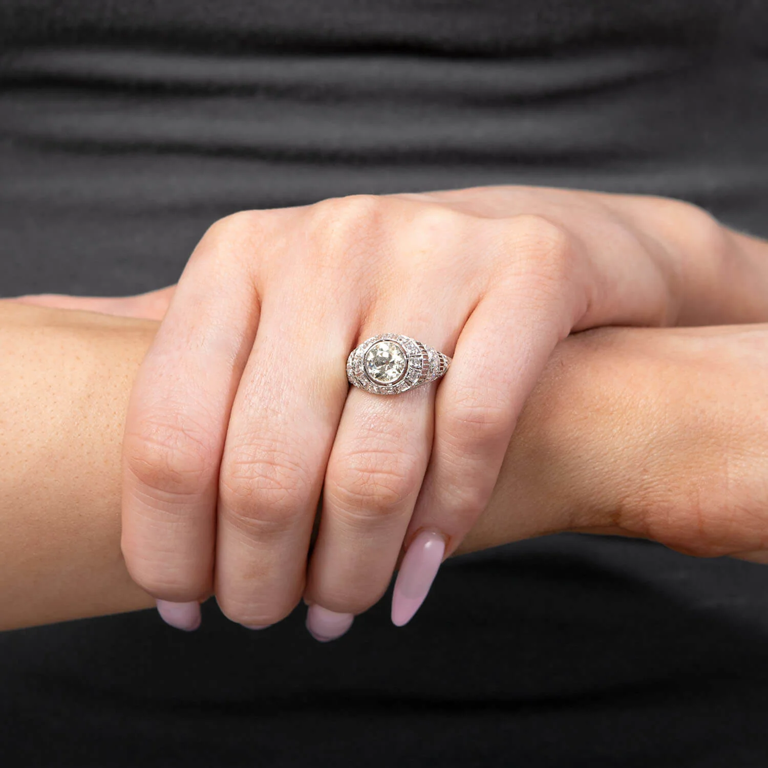Art Deco Platinum Diamond Engagement Ring 1.57ct - Image 6