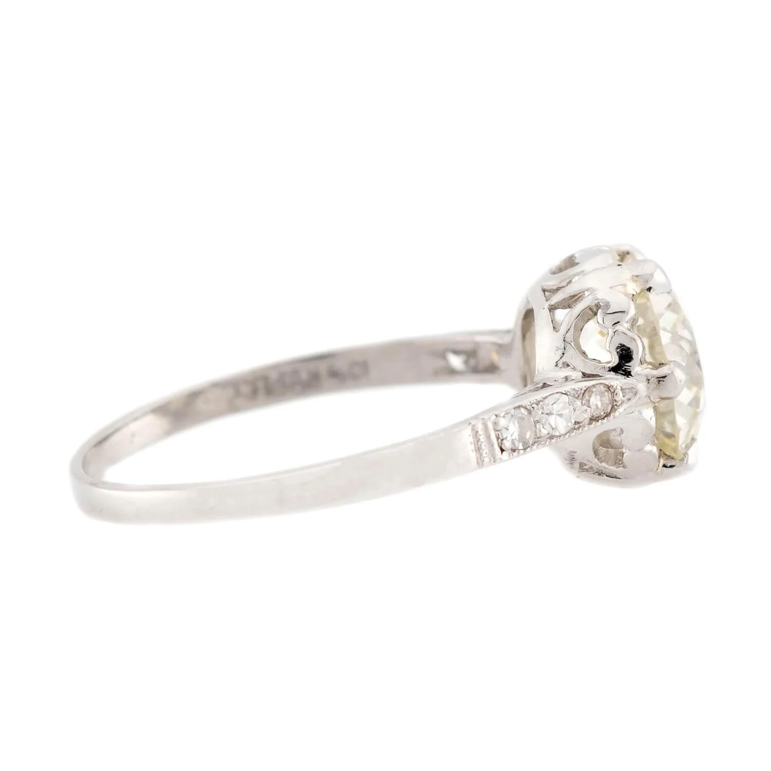 Art Deco Platinum Diamond Engagement Ring 2.02ct - Image 3