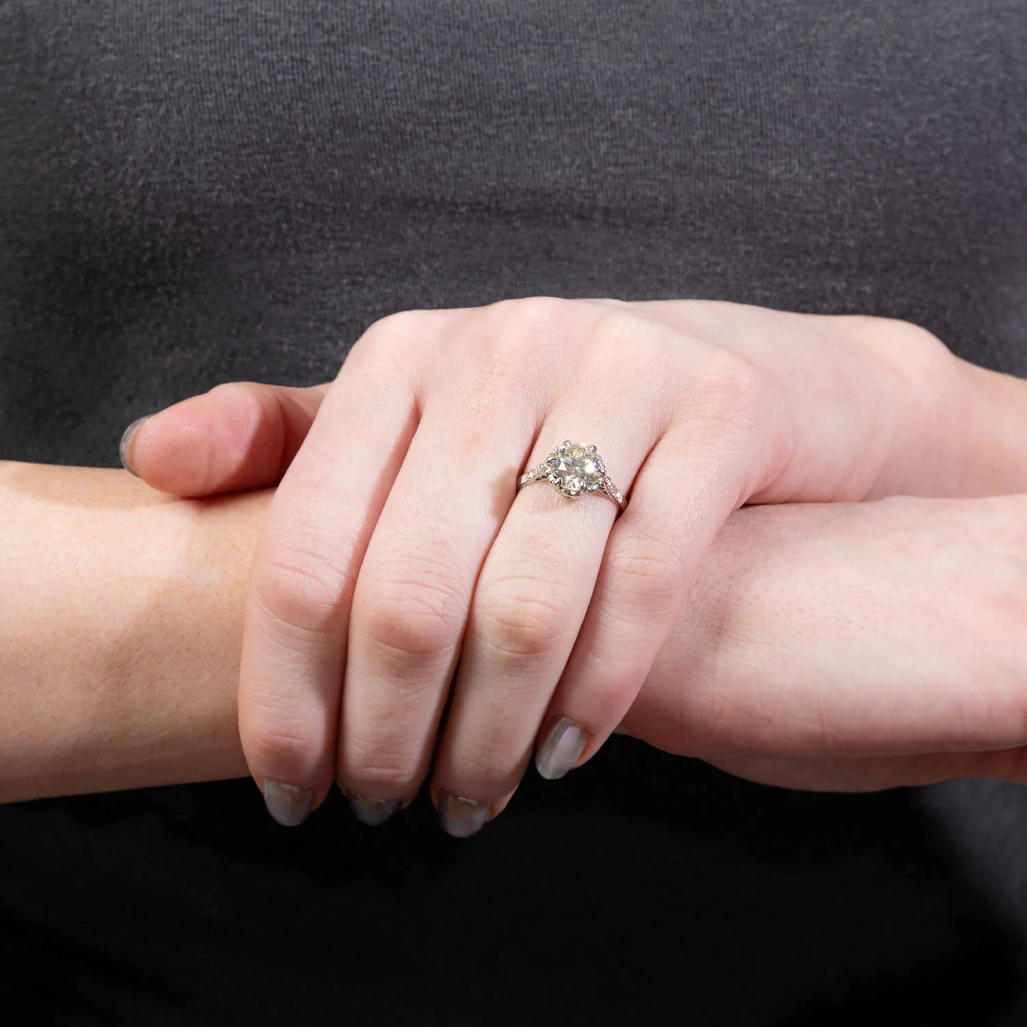 Art Deco Platinum Diamond Engagement Ring 2.02ct - Image 7