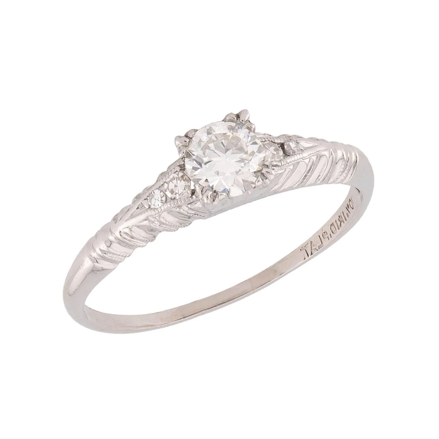 Art Deco Platinum Diamond Engagement Ring .35ct