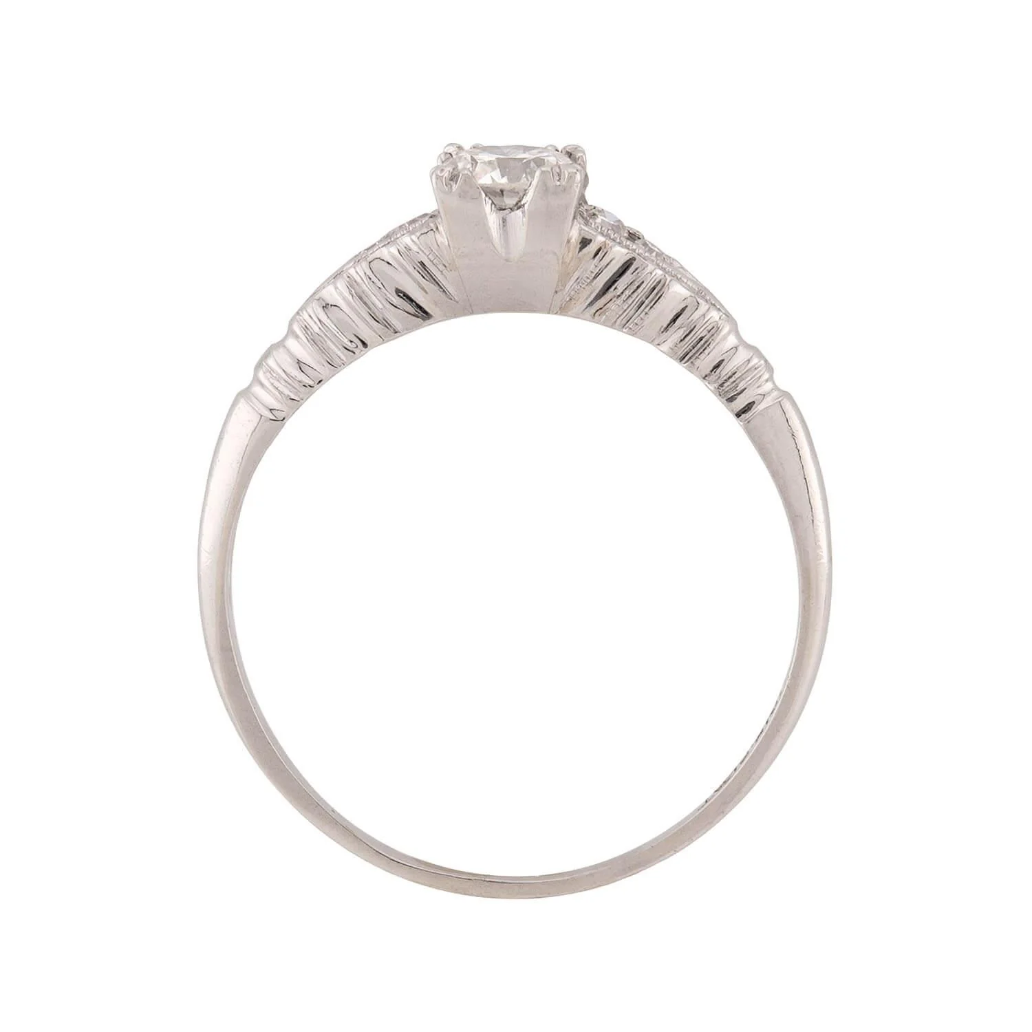 Art Deco Platinum Diamond Engagement Ring .35ct - Image 4