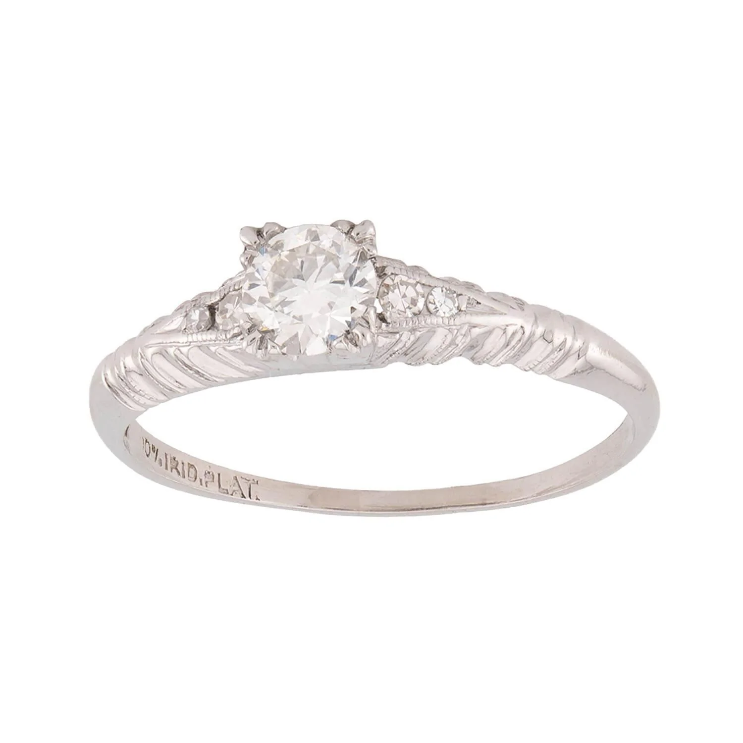 Art Deco Platinum Diamond Engagement Ring .35ct - Image 6