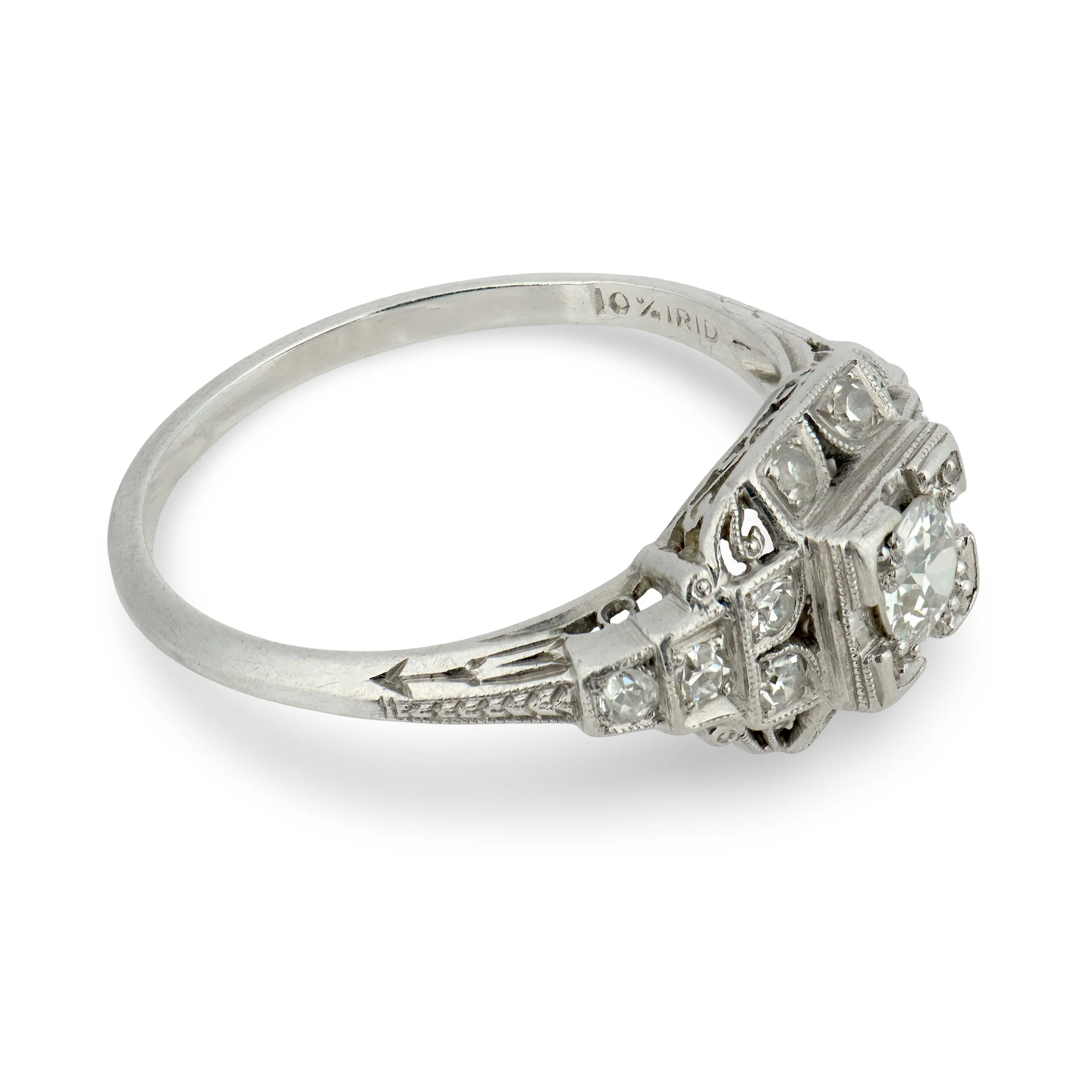 Art Deco Platinum Diamond Engagement Ring .35ct - Image 3