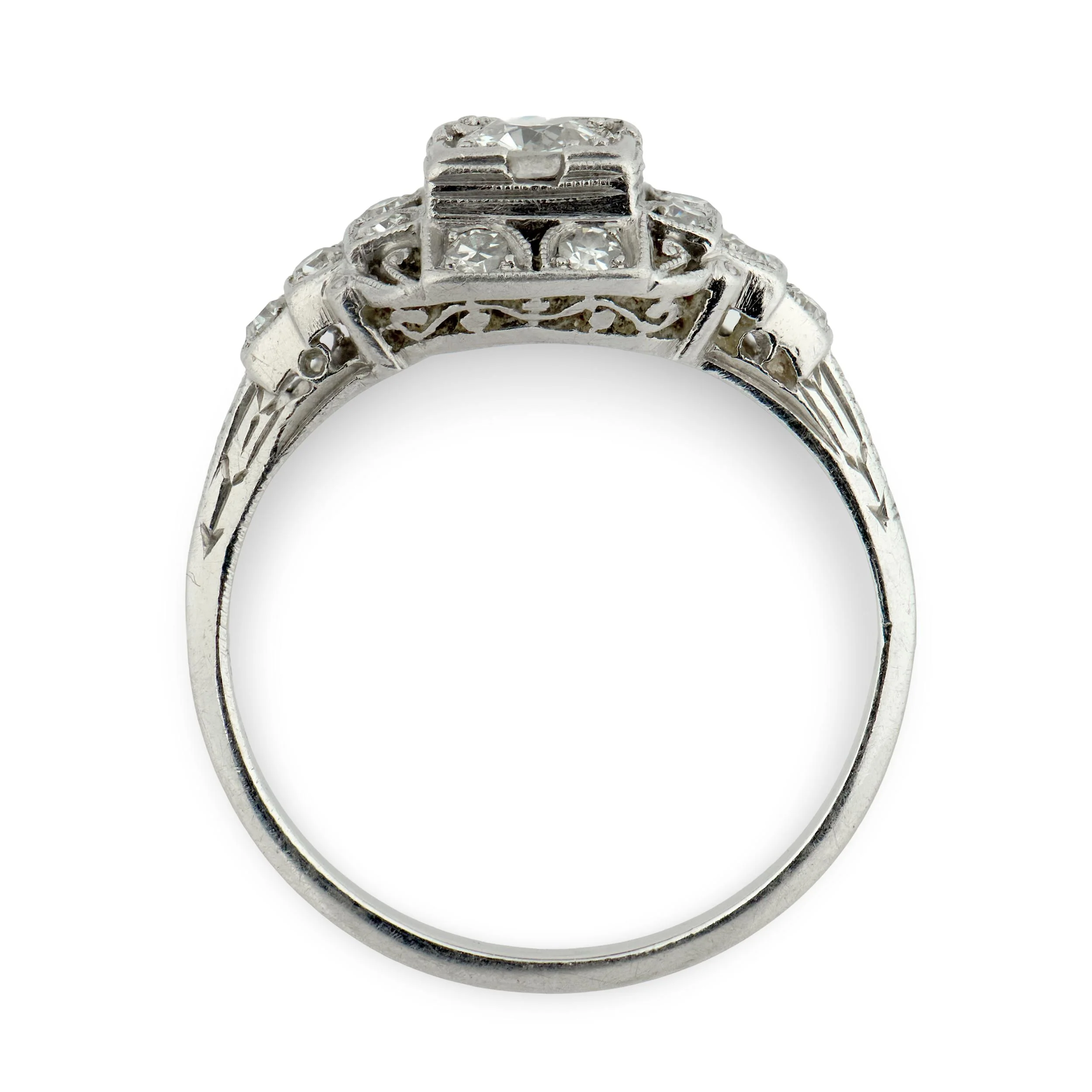 Art Deco Platinum Diamond Engagement Ring .35ct - Image 4