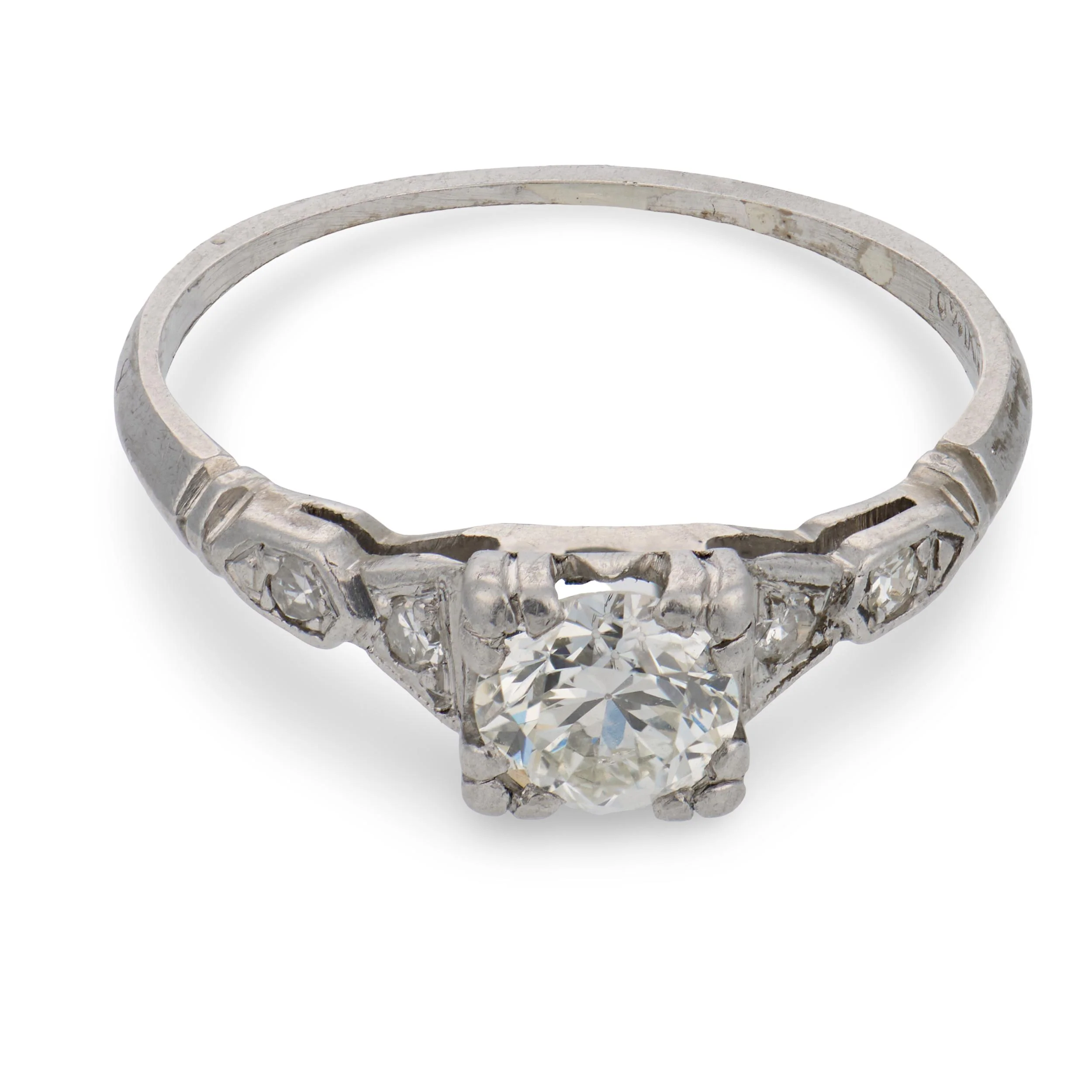 Art Deco Platinum Diamond Engagement Ring .45ct - Image 2