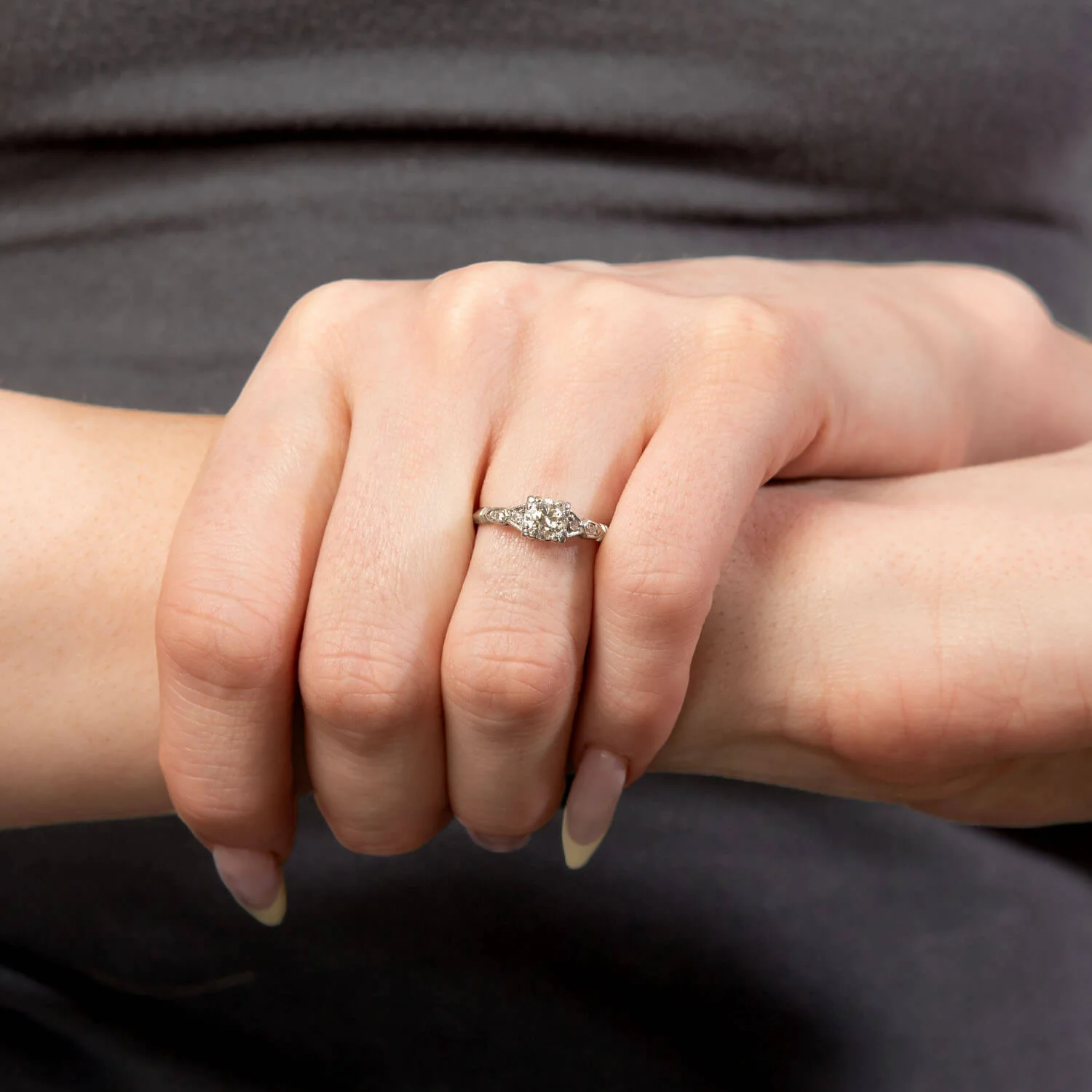 Art Deco Platinum Diamond Engagement Ring .45ct - Image 5