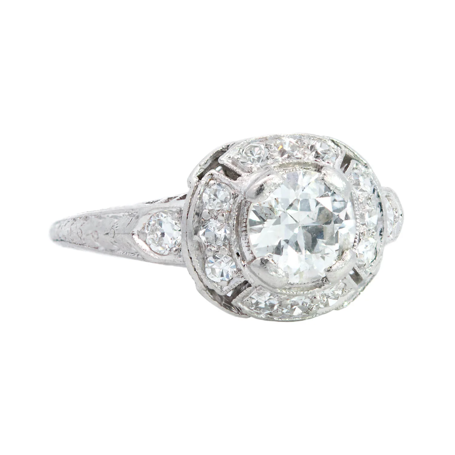 Art Deco Platinum Diamond Engagement Ring .55ctw - Image 2