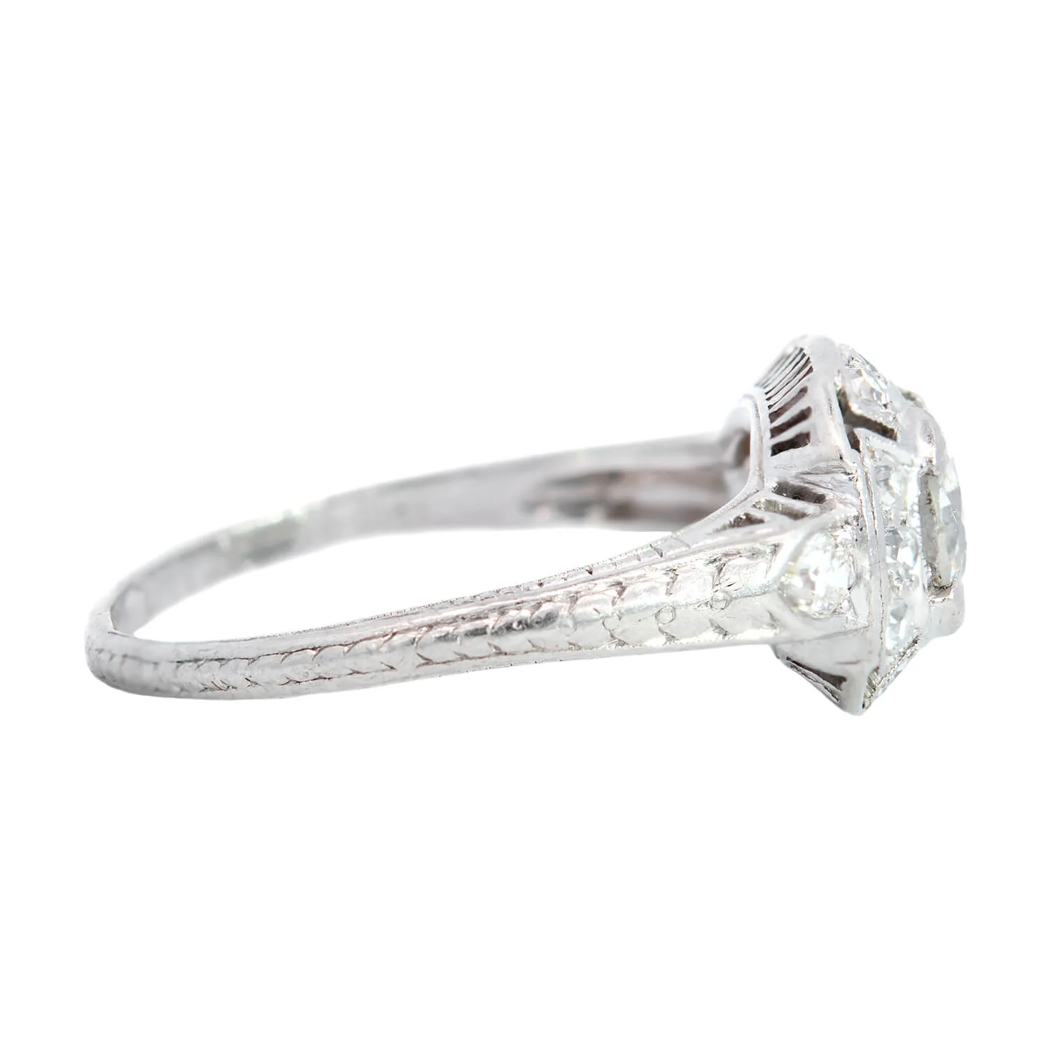 Art Deco Platinum Diamond Engagement Ring .55ctw - Image 3