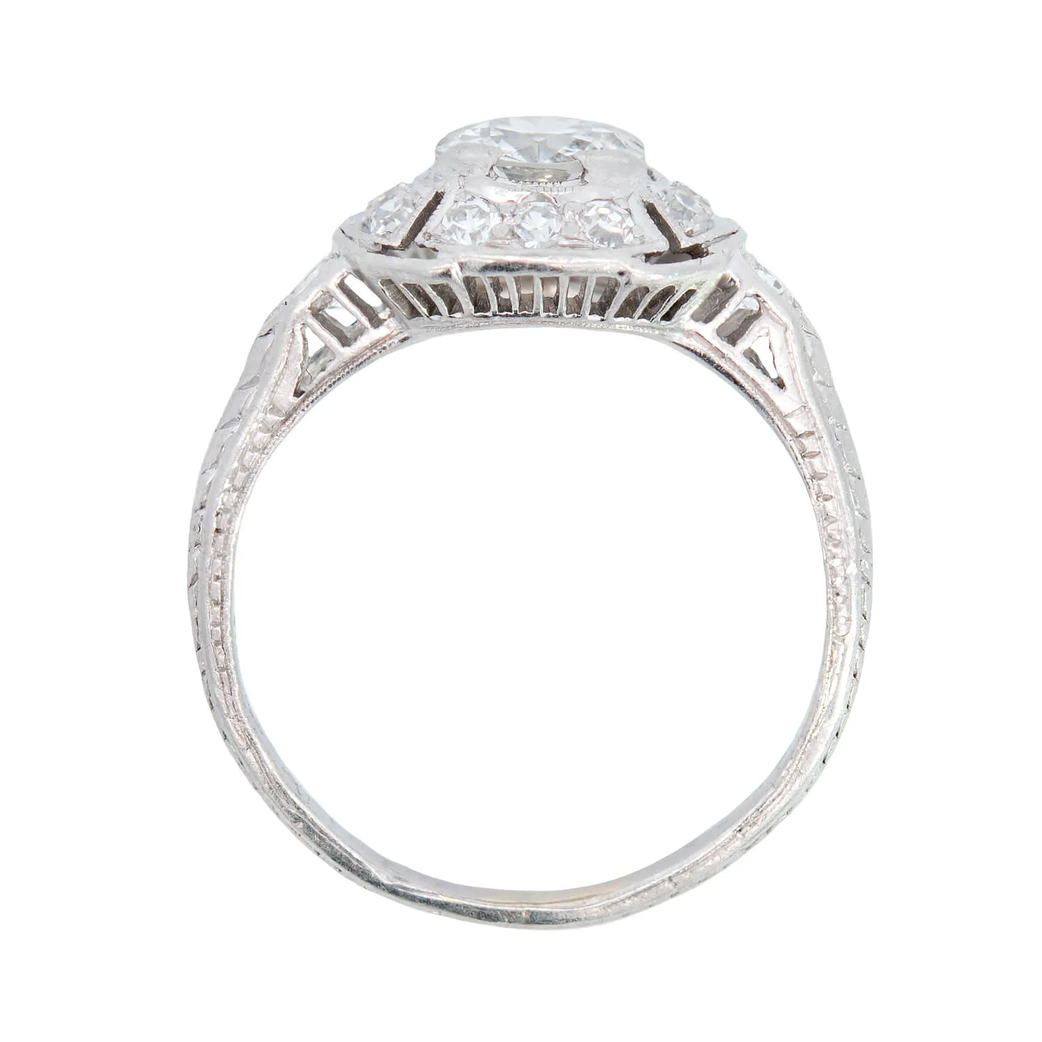 Art Deco Platinum Diamond Engagement Ring .55ctw - Image 4