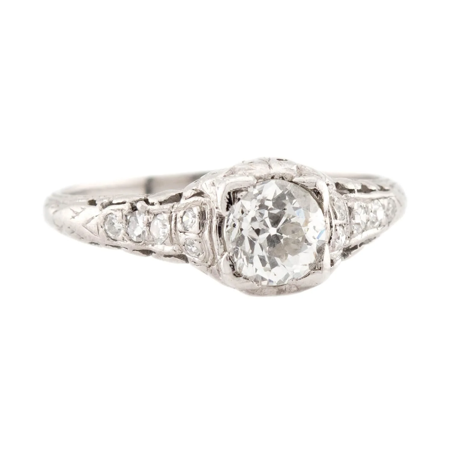 Art Deco Platinum Diamond Engagement Ring .66ct - Image 2