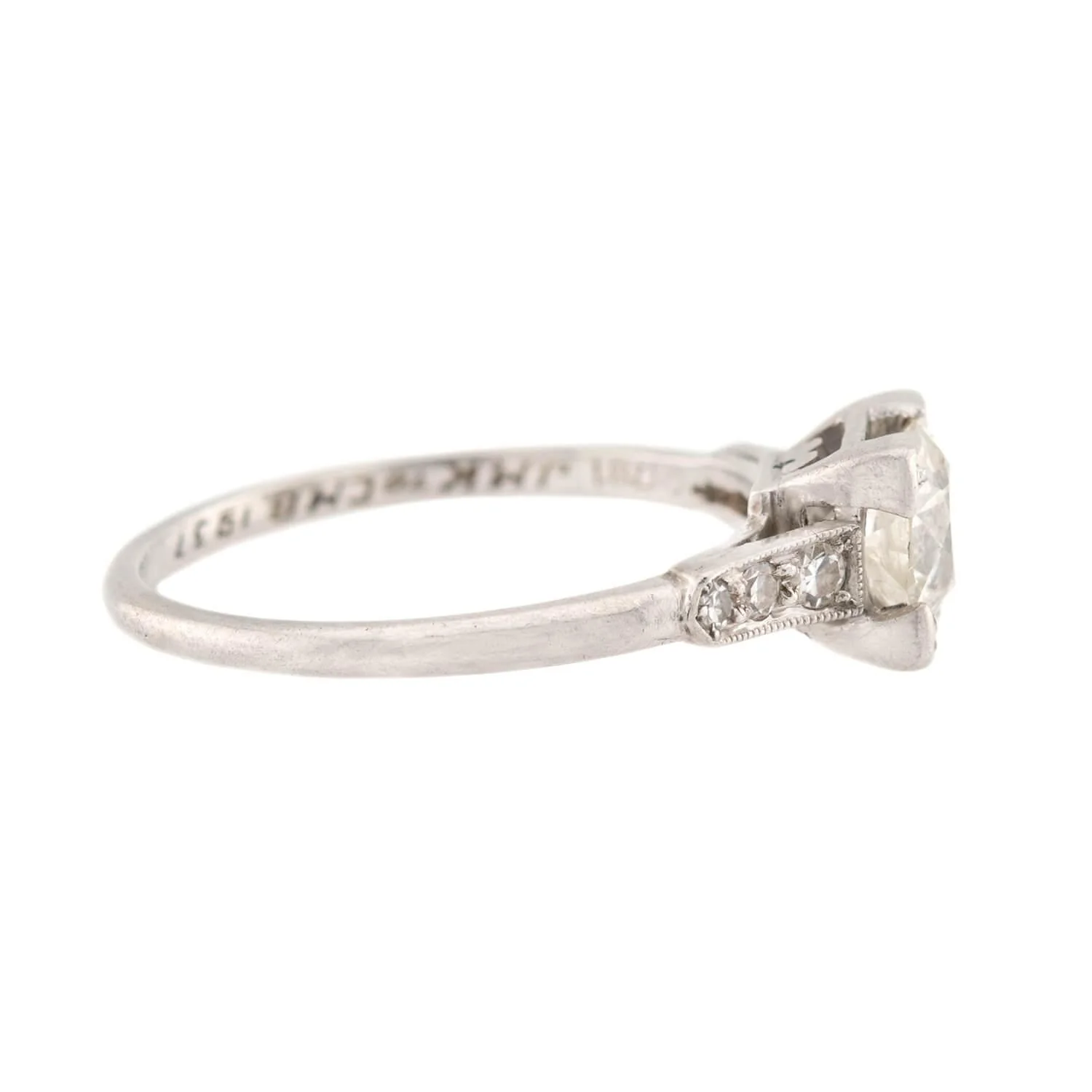 Art Deco Platinum Diamond Engagement Ring .86ct - Image 3