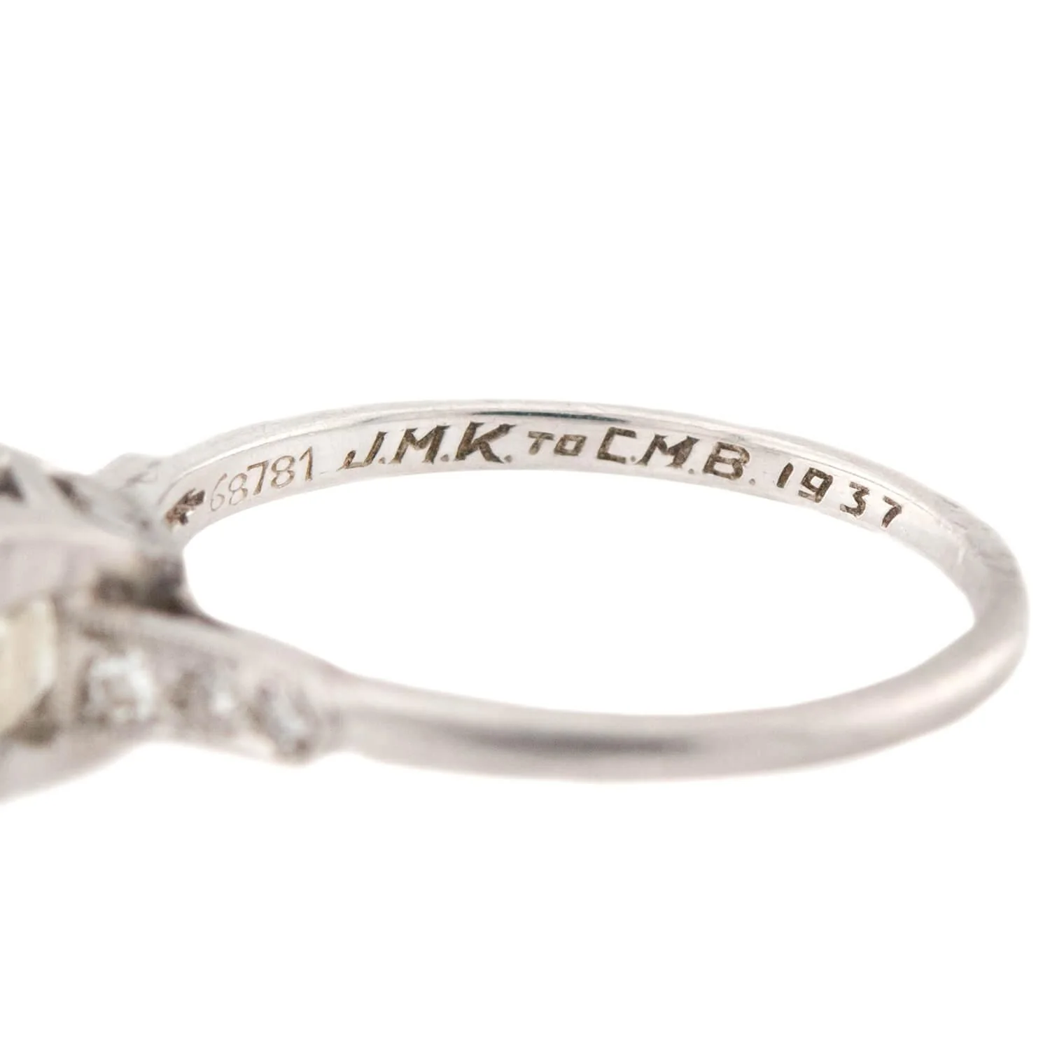 Art Deco Platinum Diamond Engagement Ring .86ct - Image 7
