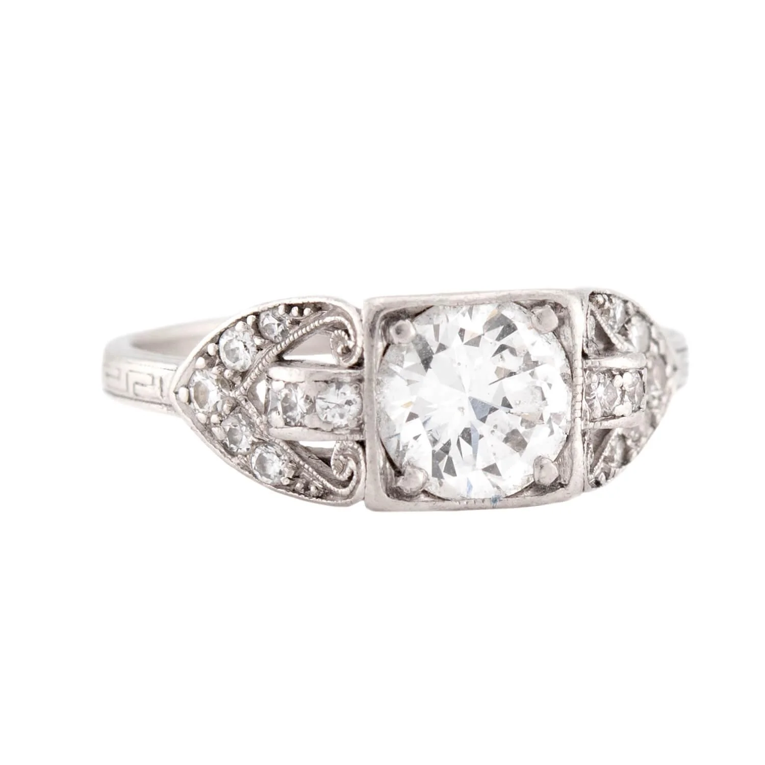 Art Deco Platinum Diamond Engagement Ring .90ct - Image 2