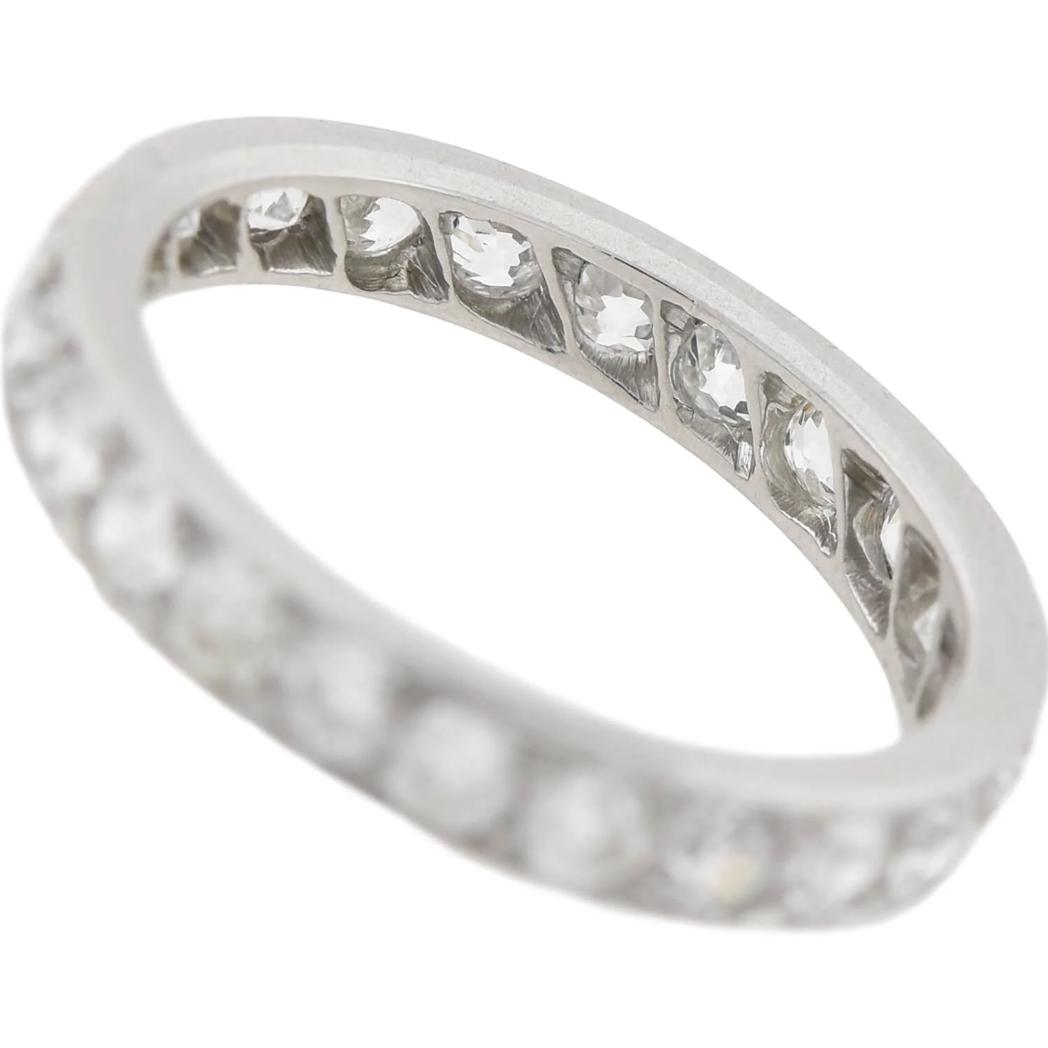 Art Deco Platinum Old Mine Cut Diamond Eternity Band 1.25ctw - Image 4