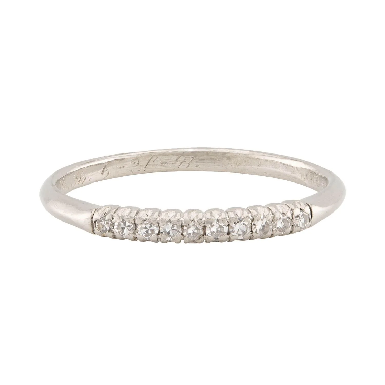 Art Deco Platinum Diamond Half Band - Image 2