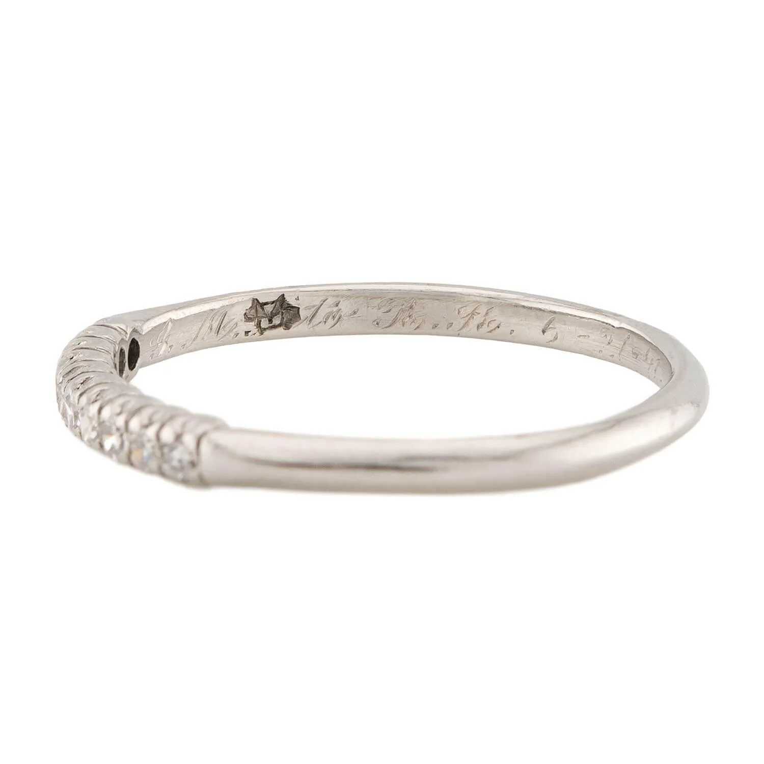 Art Deco Platinum Diamond Half Band - Image 6
