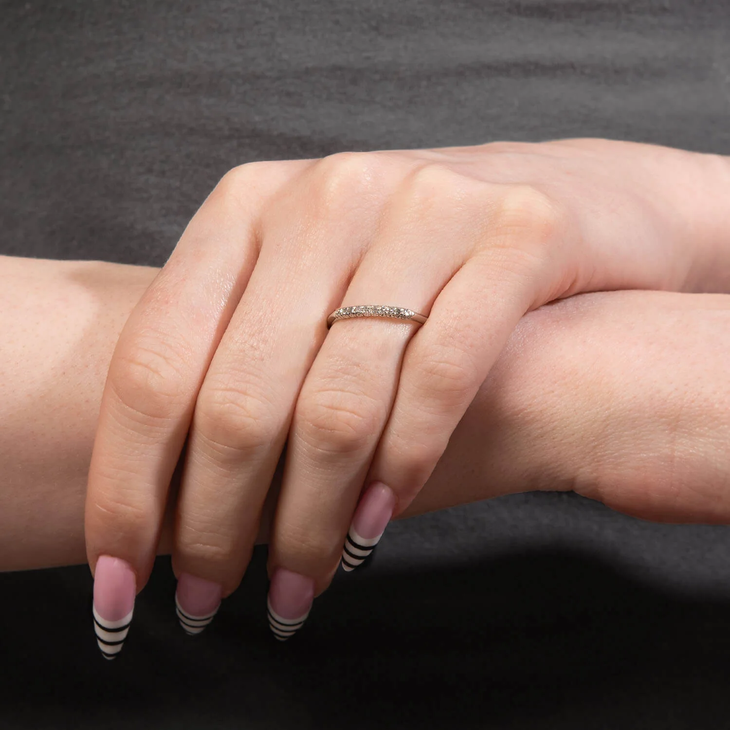Art Deco Platinum Diamond Half Band - Image 7
